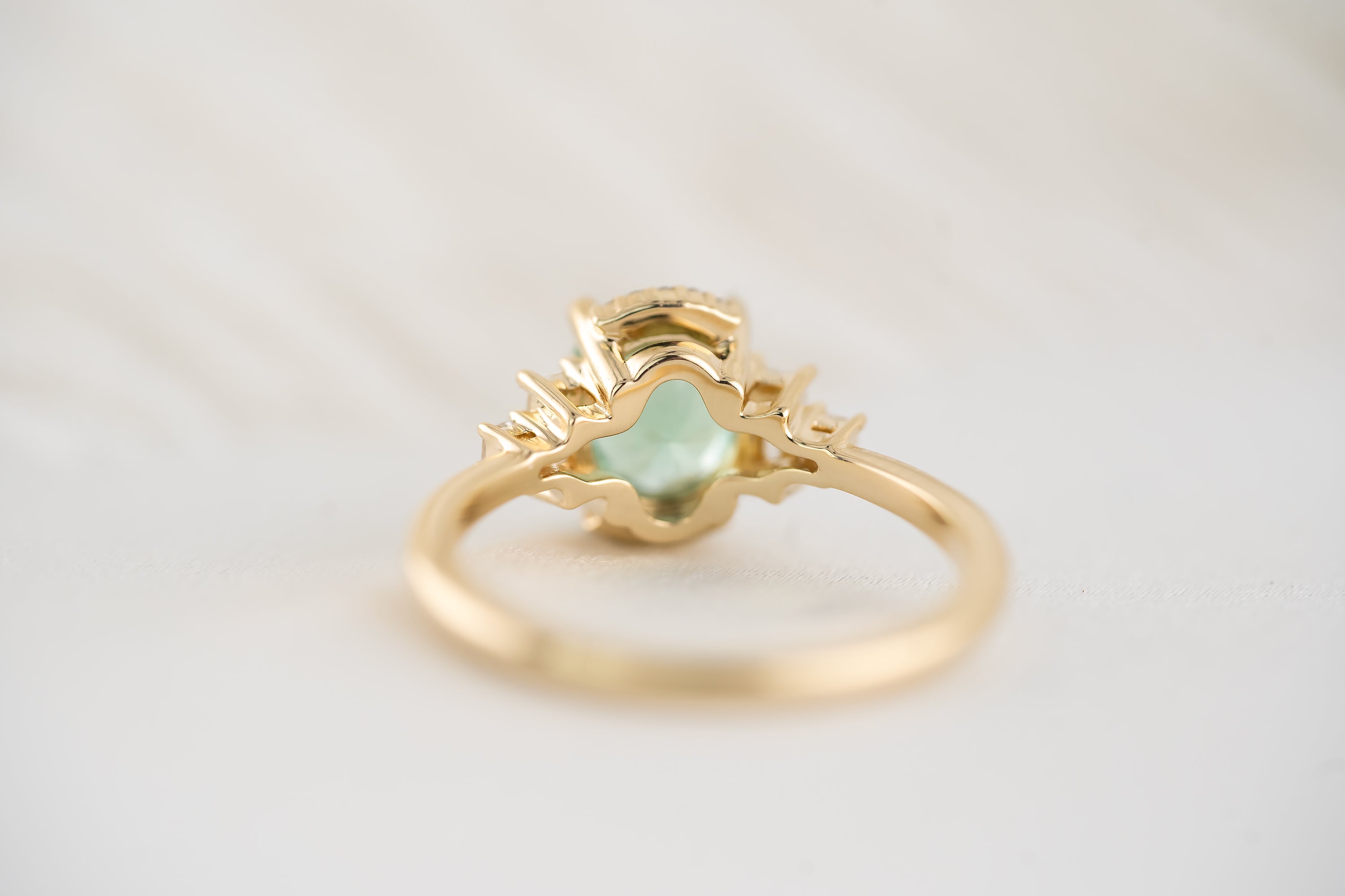 The Sura Ring - 1.5 CT Mint Green/Teal Oval Tourmaline - Lavender Creek Gems