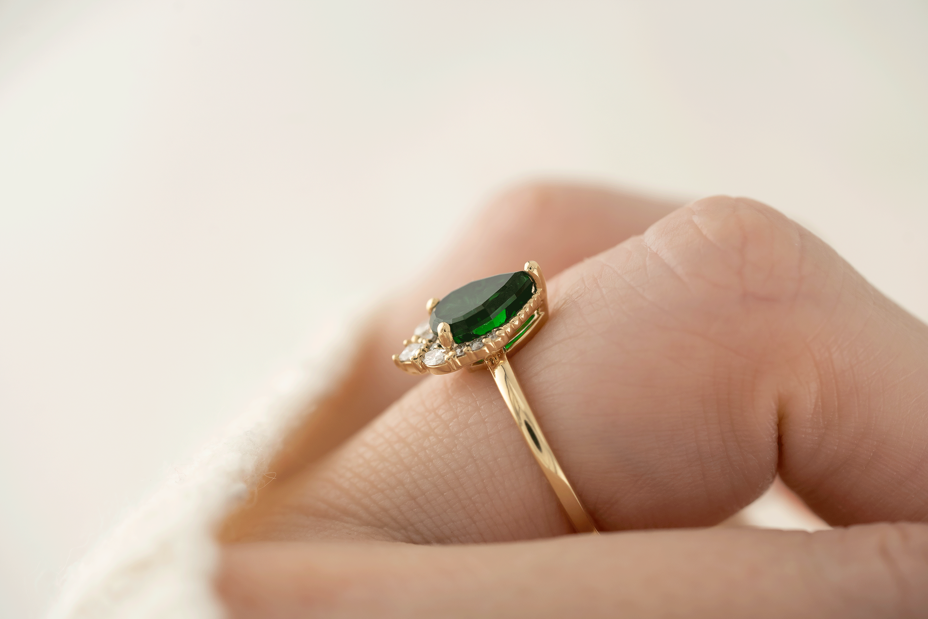 The Charlotte Ring | 1.4 Pear Starbrite™ Tsavorite Garnet - Lavender Creek Gems