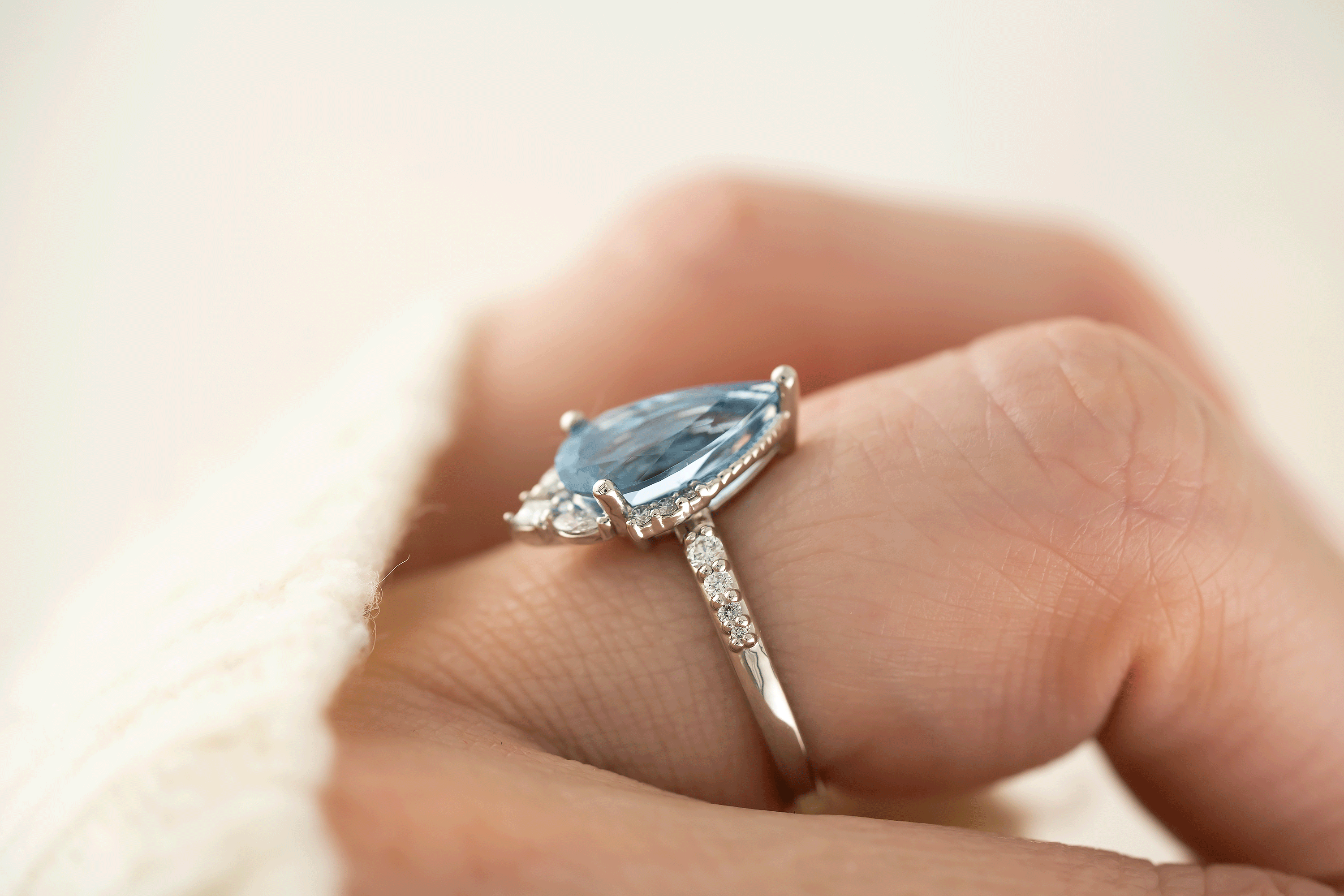 The Charlotte Ring | 1.96 CT Pear Aquamarine - Lavender Creek Gems
