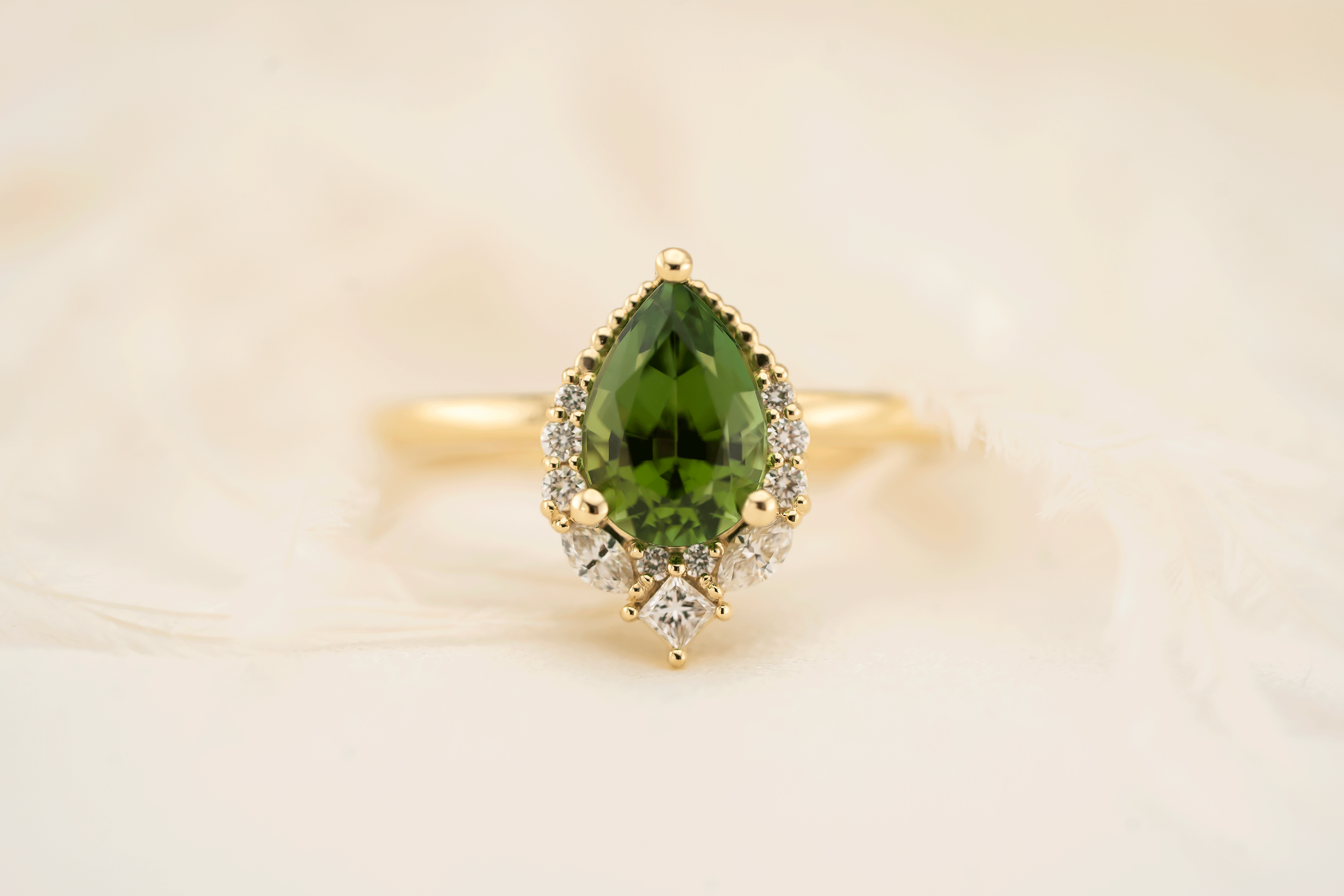 The Charlotte Ring | 1.46 CT Pear Green Tourmaline