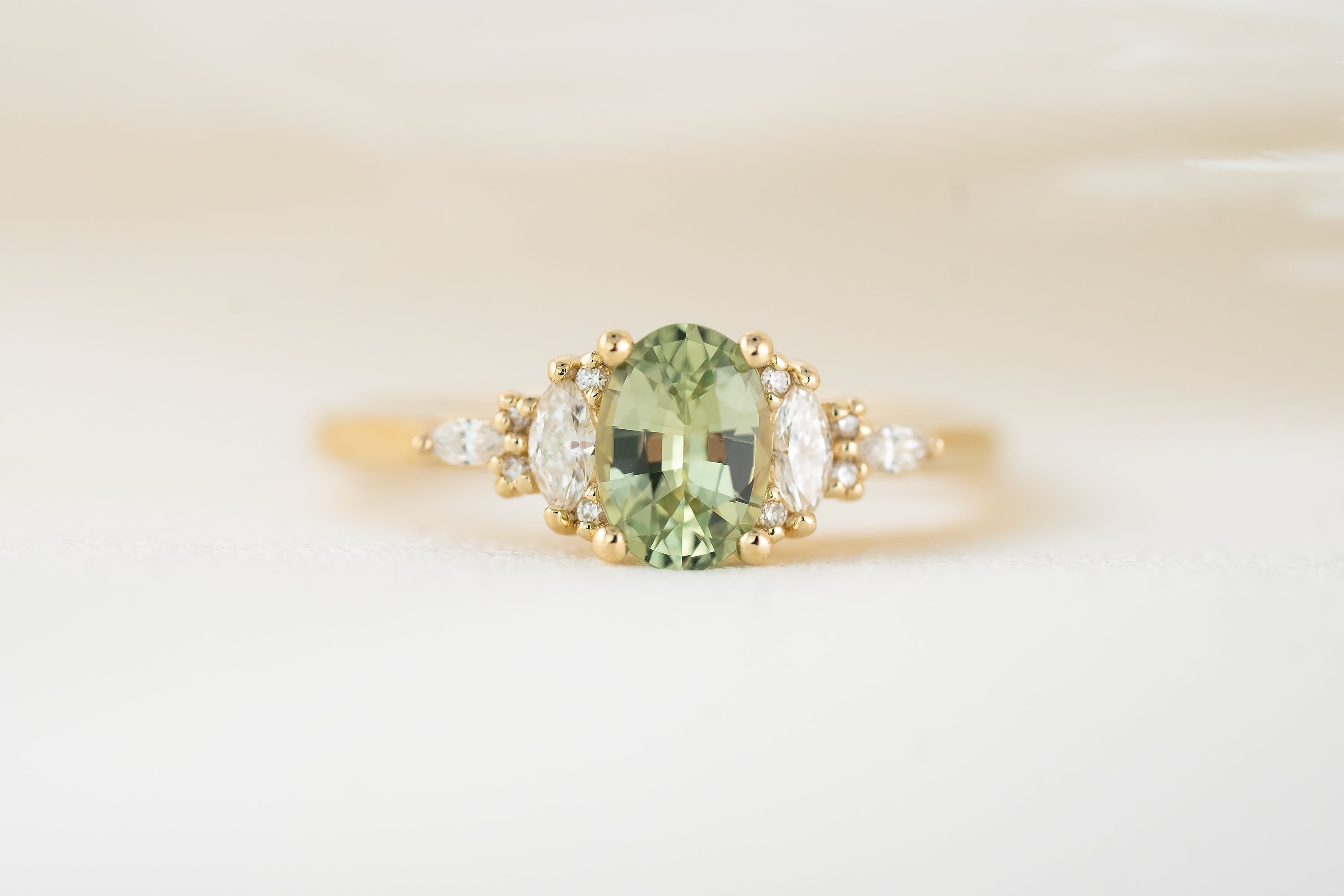 The Maeve Ring | 0.91 CT Oval Mint Green Sapphire - Lavender Creek Gems