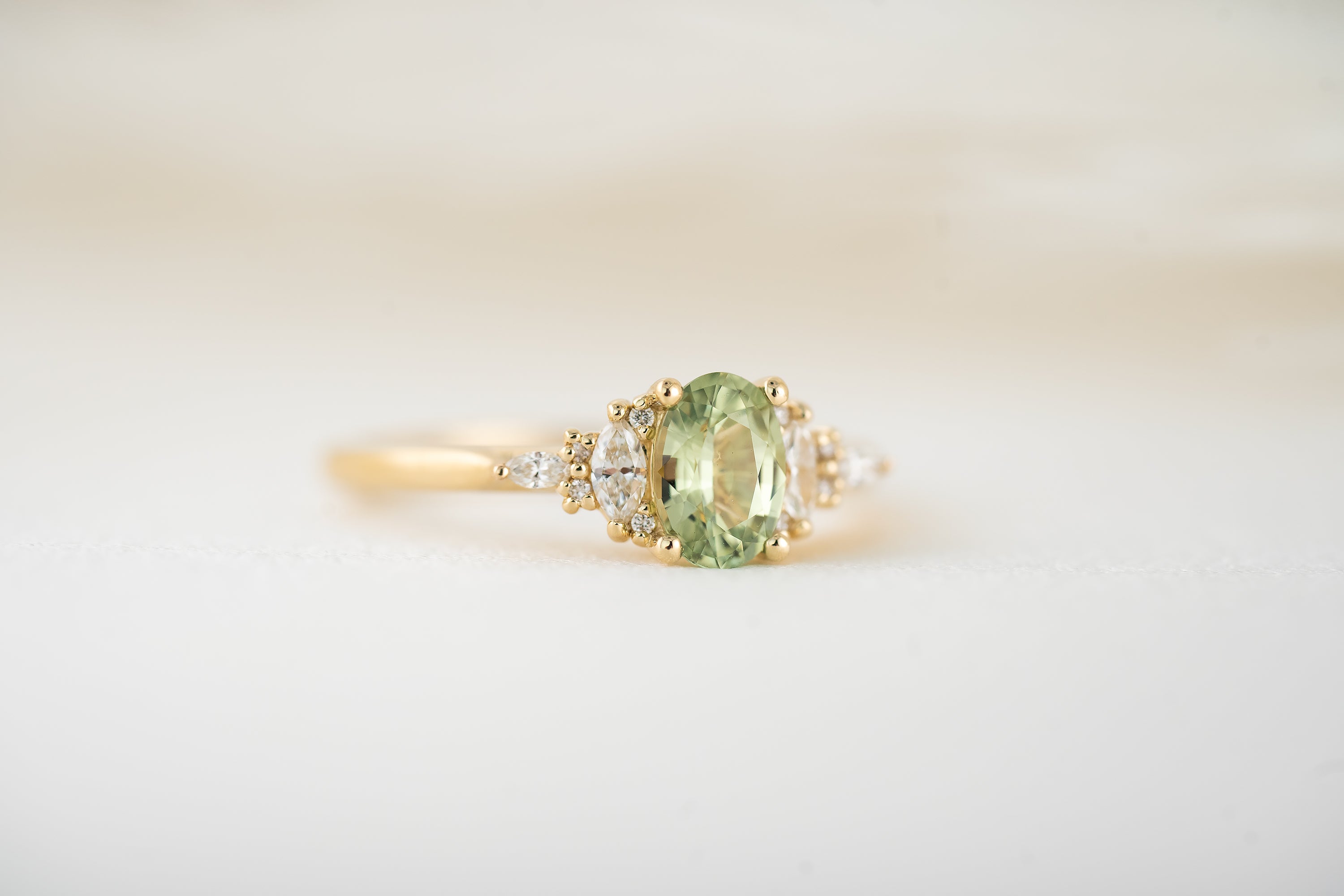 The Maeve Ring | 0.91 CT Oval Mint Green Sapphire - Lavender Creek Gems