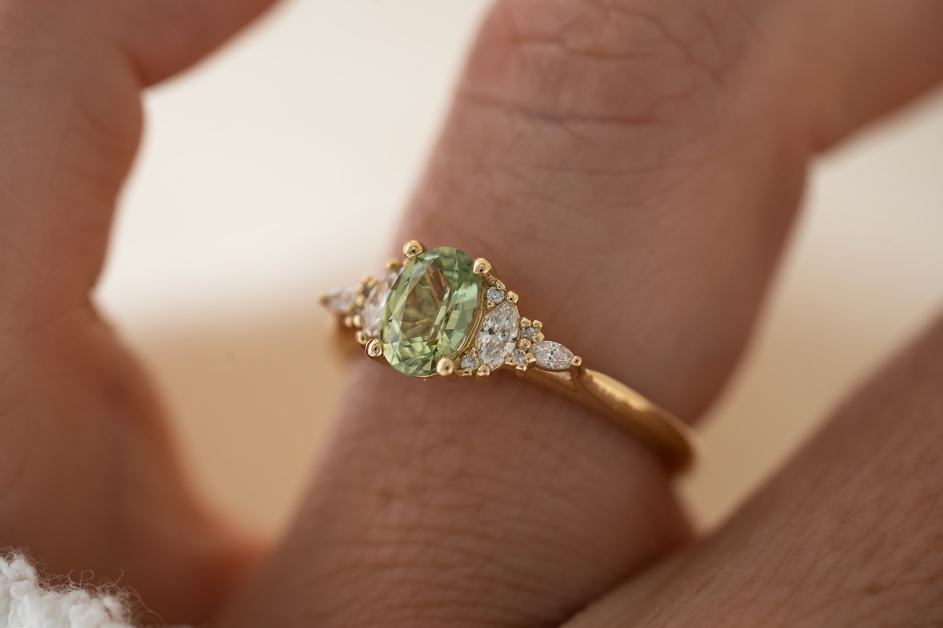 The Maeve Ring | 0.91 CT Oval Mint Green Sapphire - Lavender Creek Gems