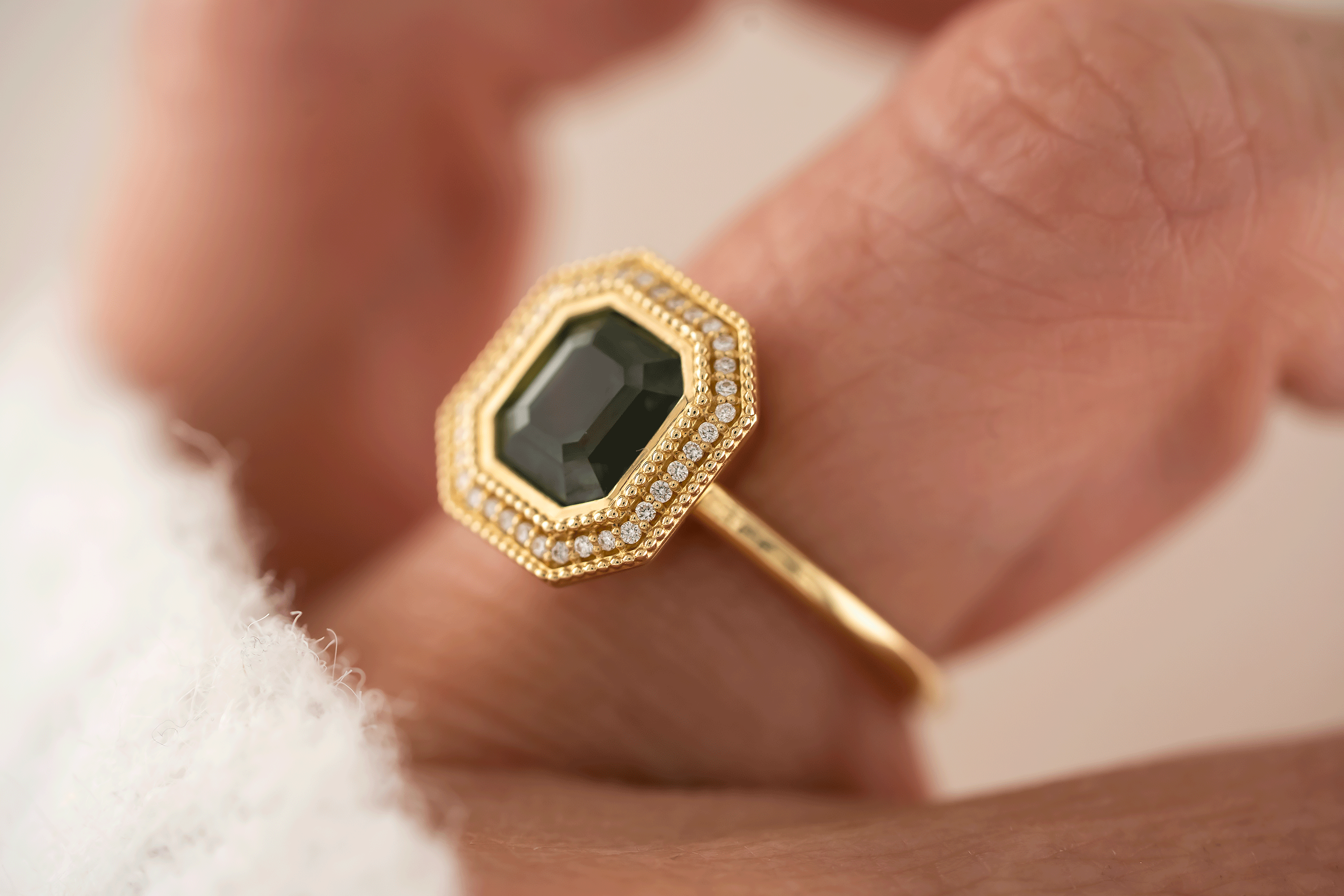 The Satine Ring | 2.16 CT Square Emerald Teal Sapphire - Lavender Creek Gems