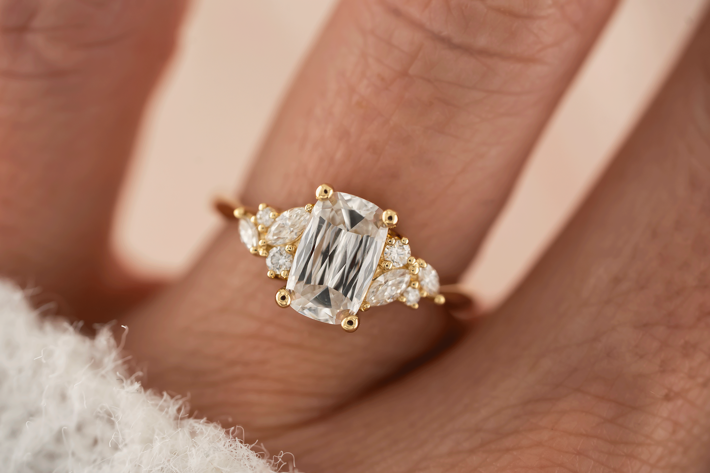 The Laurel Ring | 1.6 CT Crisscut Cushion Diamond