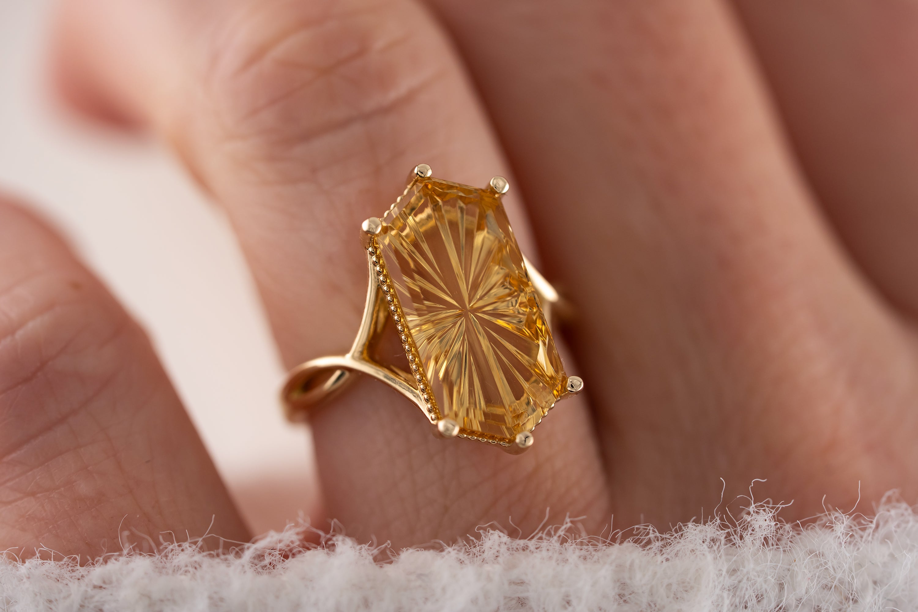 The Fates Ring | 5.01 Hexagon Starbrite™ Golden Beryl