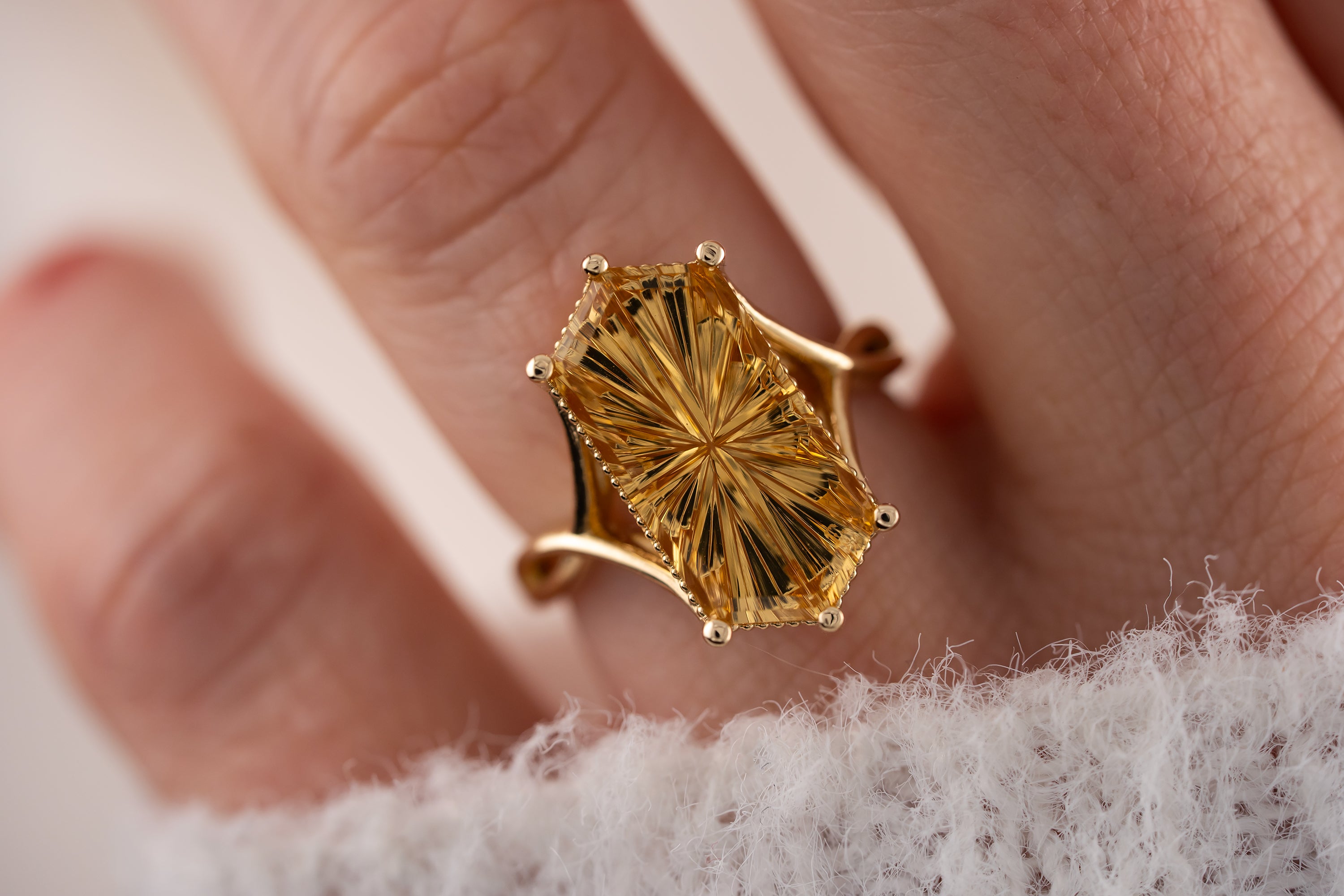 The Fates Ring | 5.01 Hexagon Starbrite™ Golden Beryl