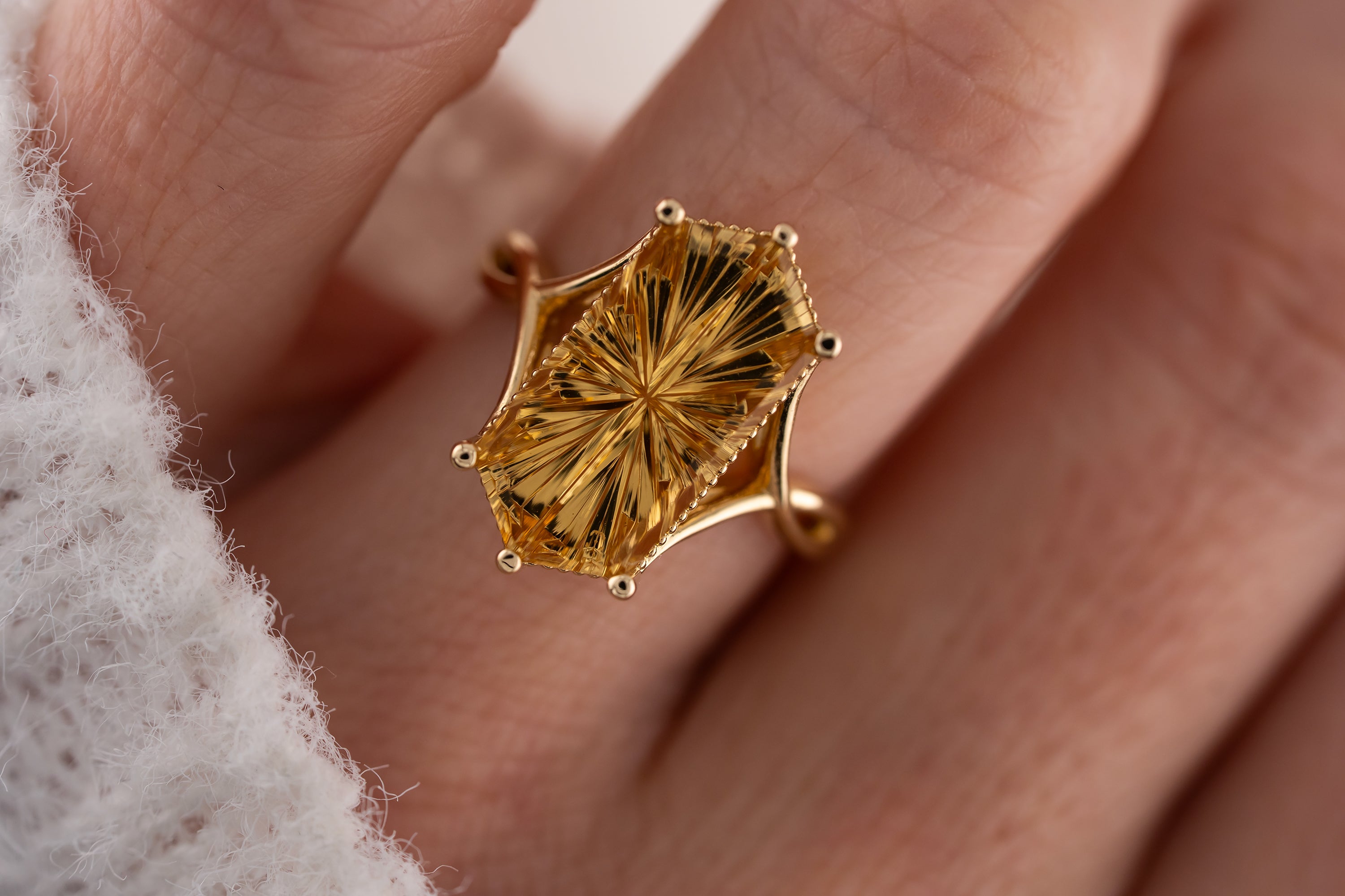 The Fates Ring | 5.01 Hexagon Starbrite™ Golden Beryl