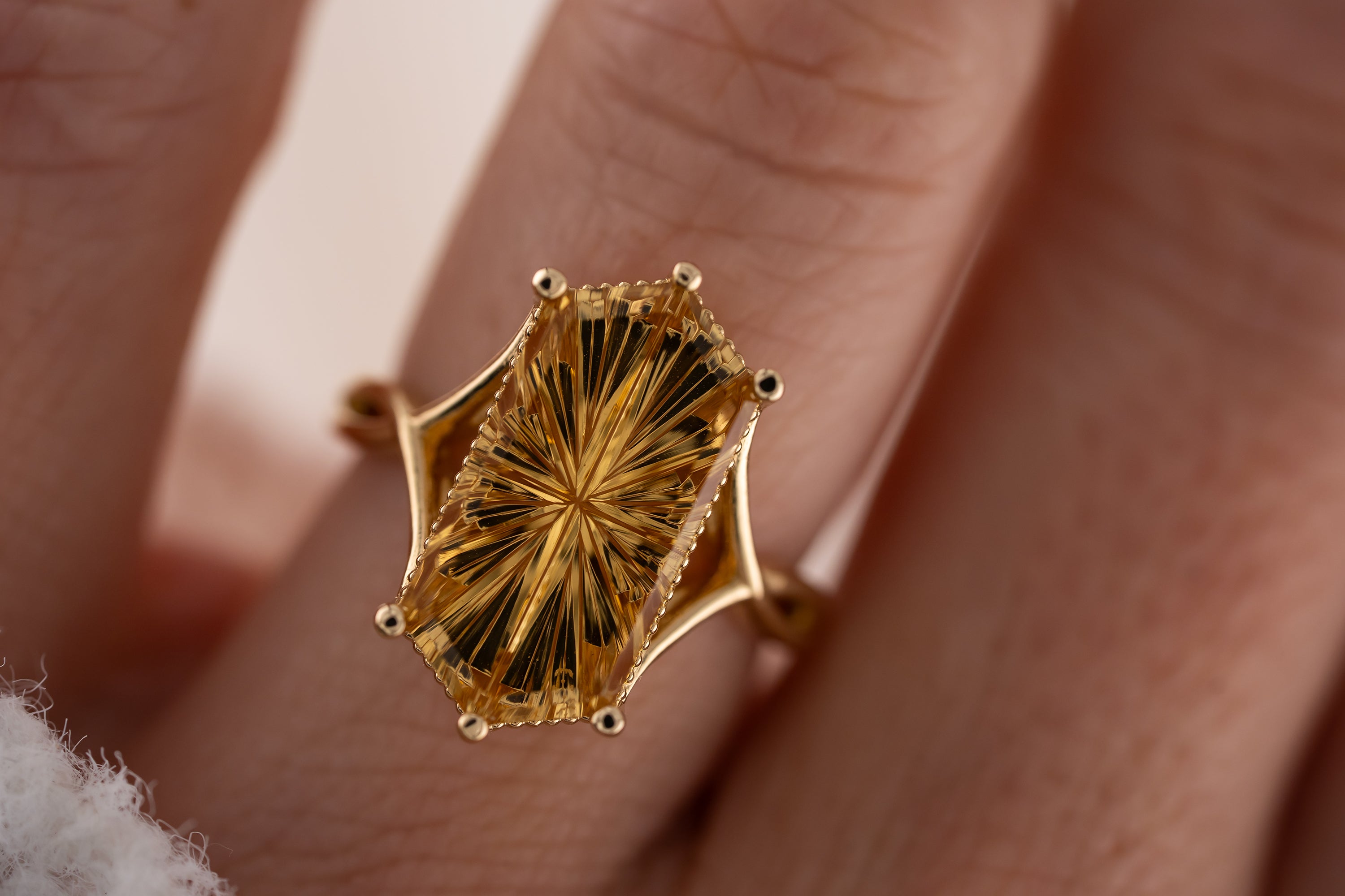 The Fates Ring | 5.01 Hexagon Starbrite™ Golden Beryl