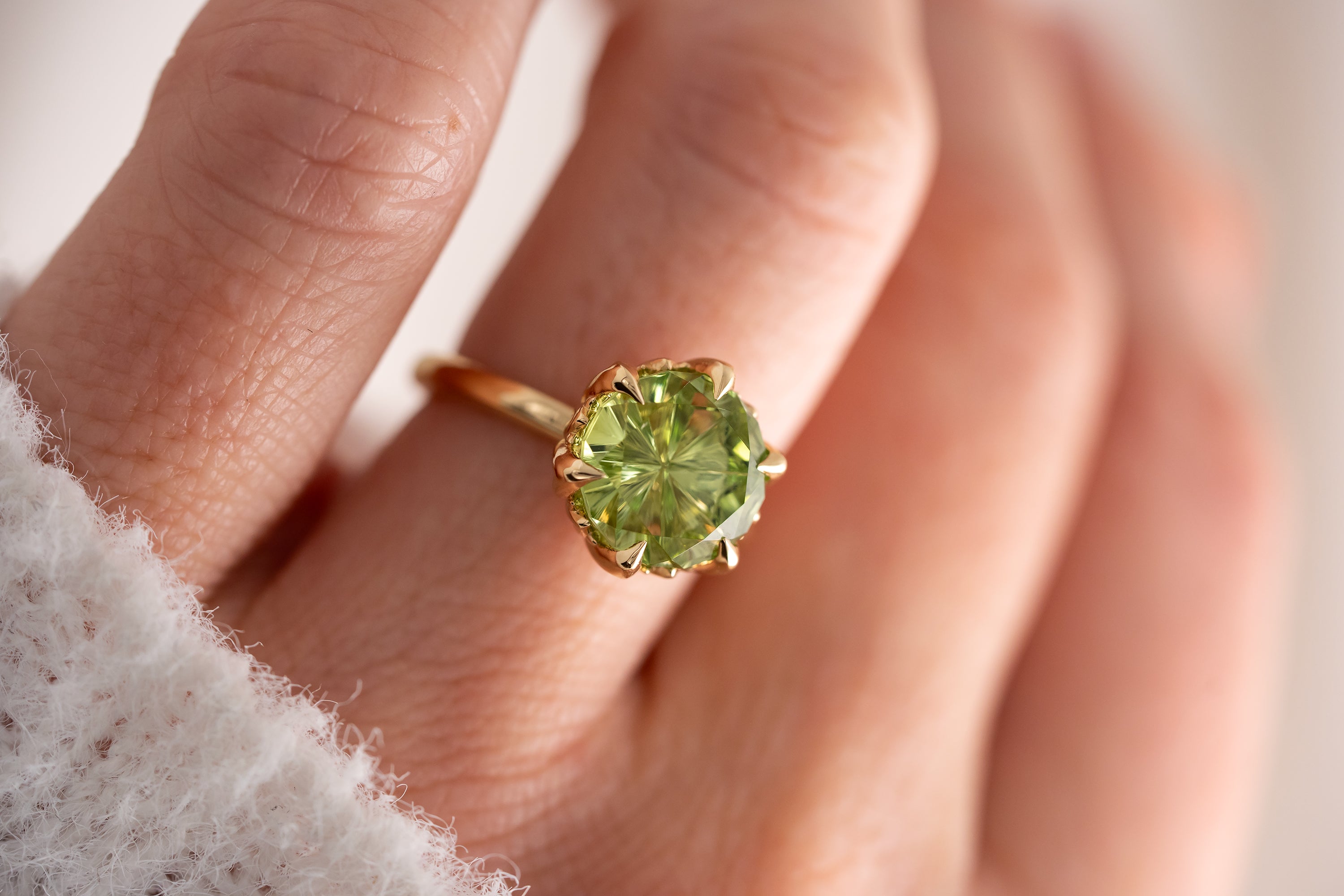 The Secret Garden Ring | 4.37 CT Round Starbrite™ Green Tourmaline