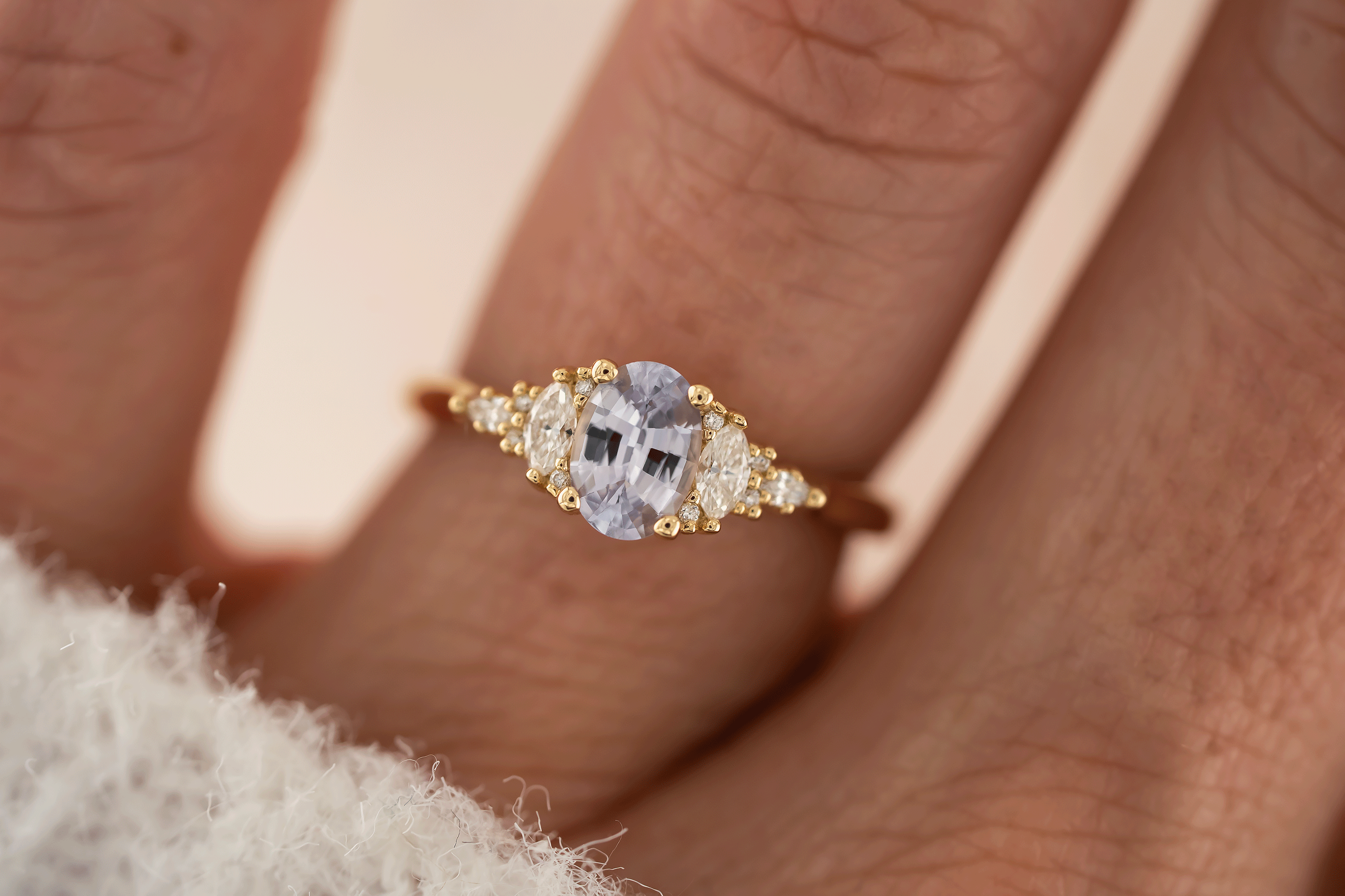 The Maeve Ring | 0.85 CT Oval Pastel Purple Sapphire - Lavender Creek Gems