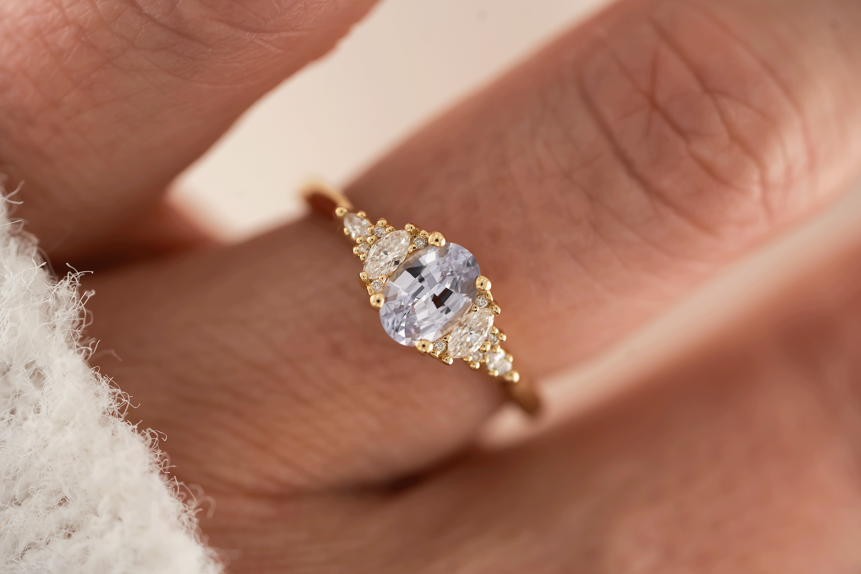 The Maeve Ring | 0.85 CT Oval Pastel Purple Sapphire - Lavender Creek Gems