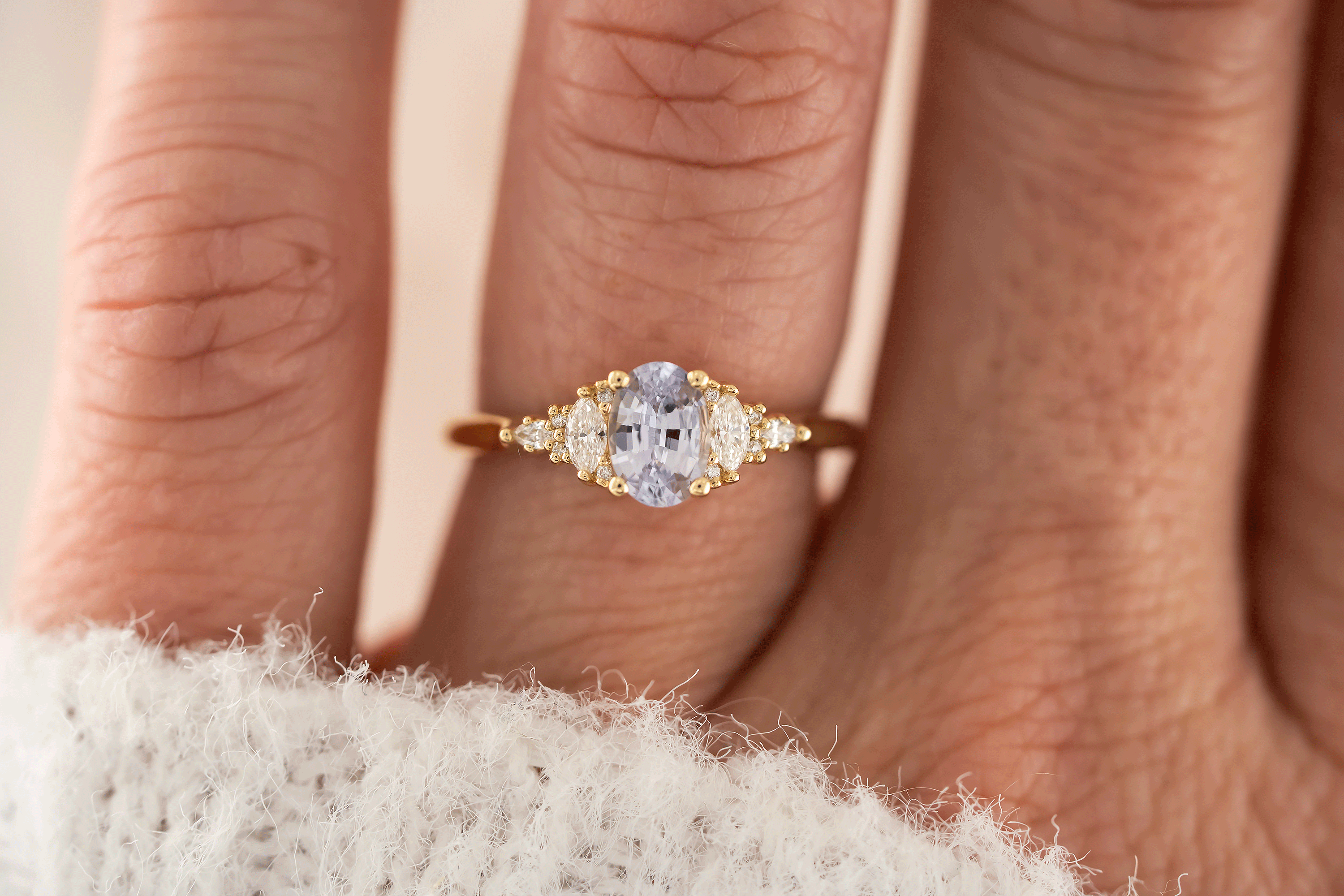 The Maeve Ring | 0.85 CT Oval Pastel Purple Sapphire - Lavender Creek Gems