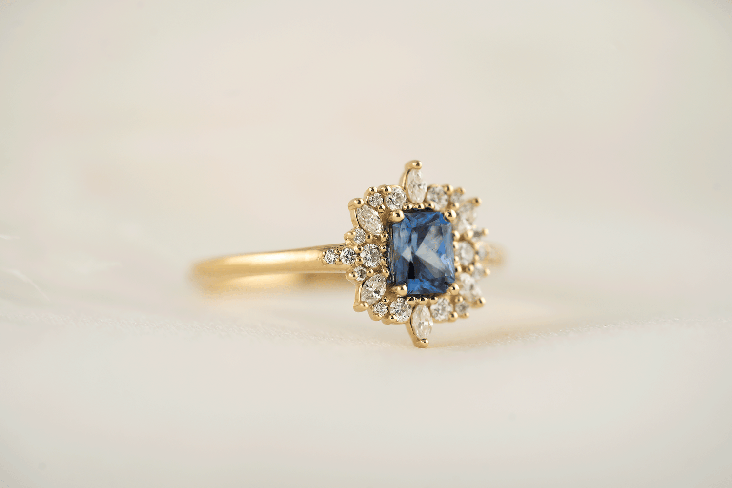 The Innis Ring | 0.5 CT Radiant Blue Sapphire - Lavender Creek Gems
