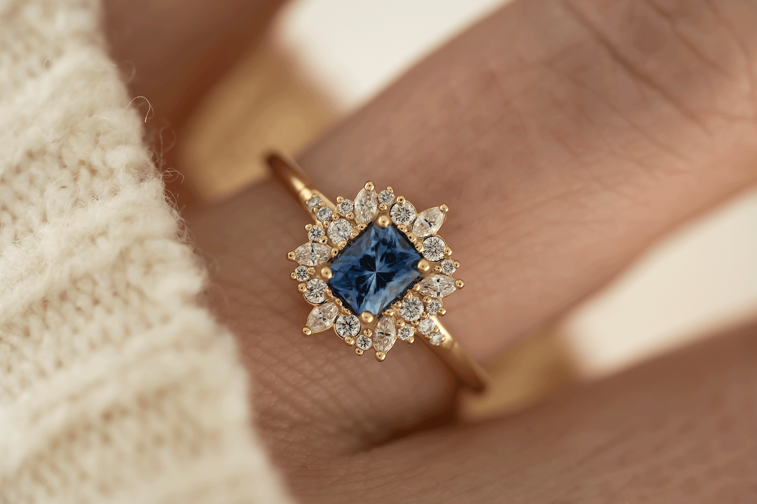 The Innis Ring | 0.5 CT Radiant Blue Sapphire - Lavender Creek Gems