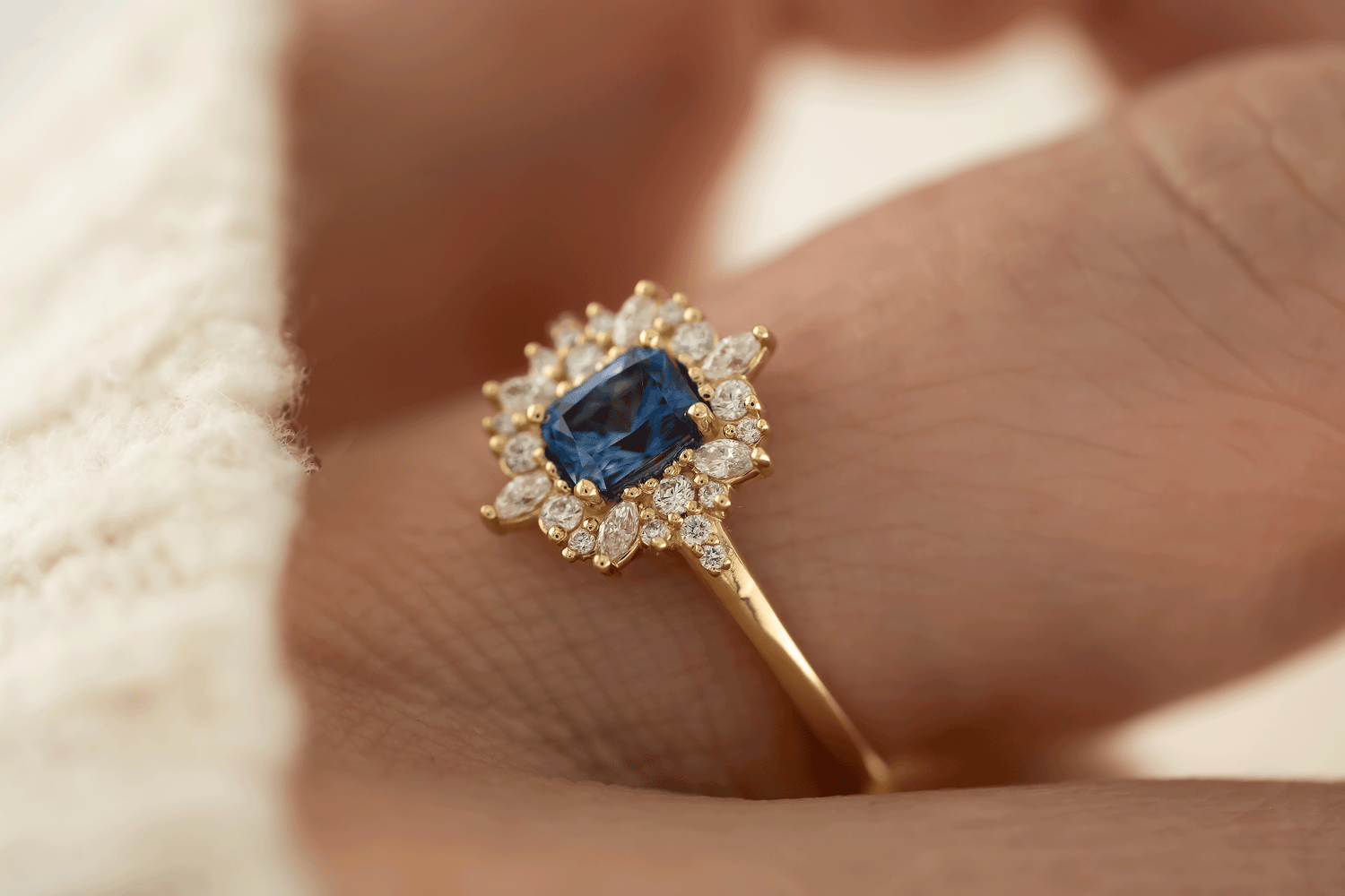 The Innis Ring | 0.5 CT Radiant Blue Sapphire - Lavender Creek Gems