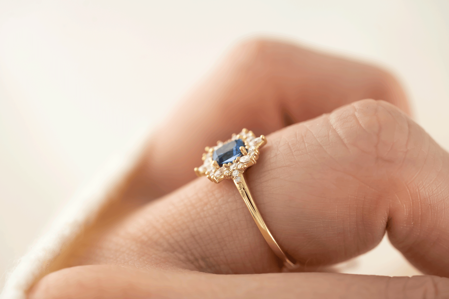 The Innis Ring | 0.5 CT Radiant Blue Sapphire - Lavender Creek Gems
