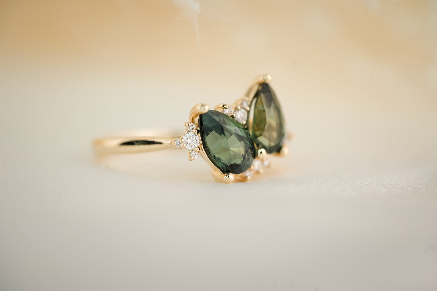The Vega Teal/Green Sapphire Ring - Lavender Creek Gems