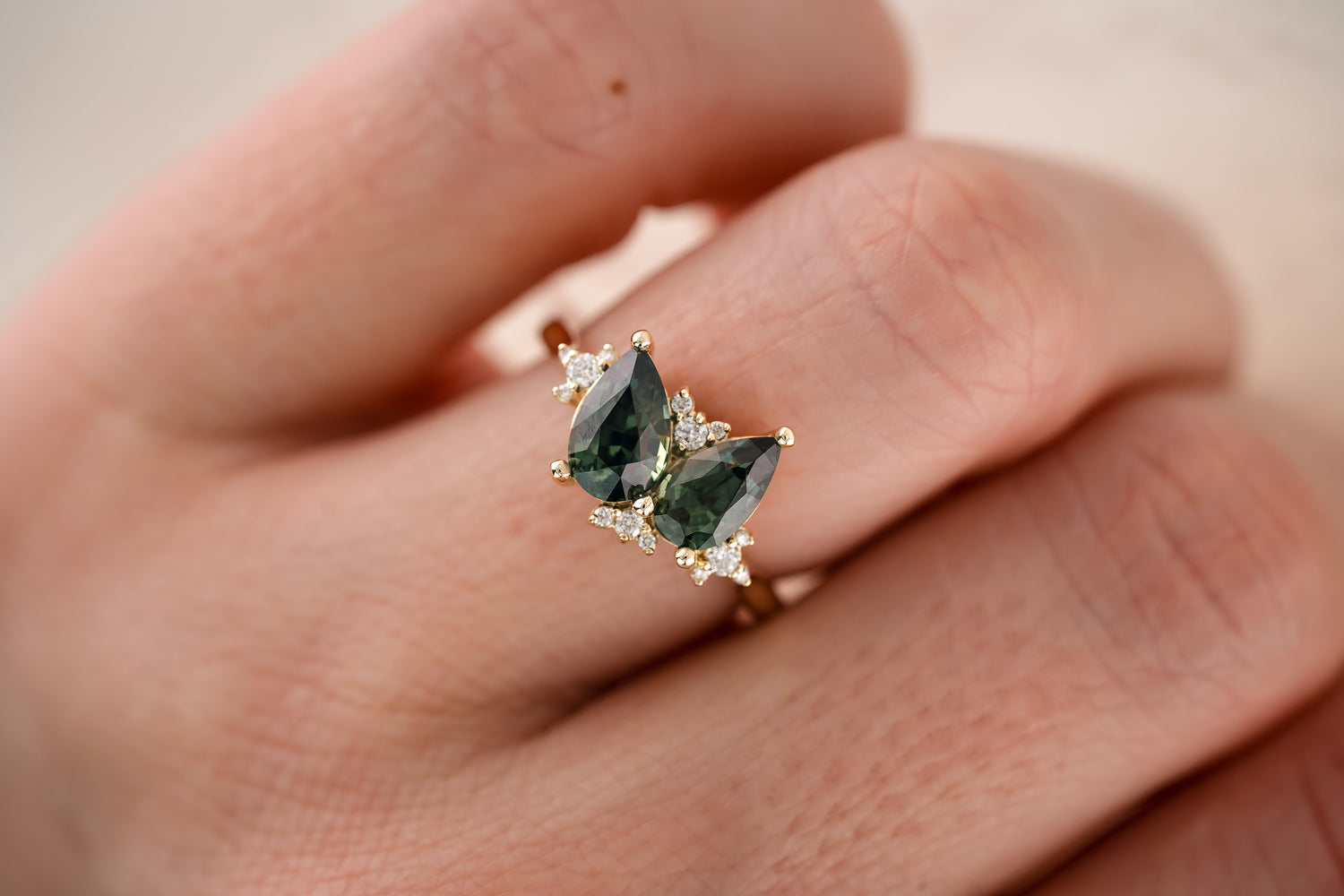 The Vega Teal/Green Sapphire Ring - Lavender Creek Gems