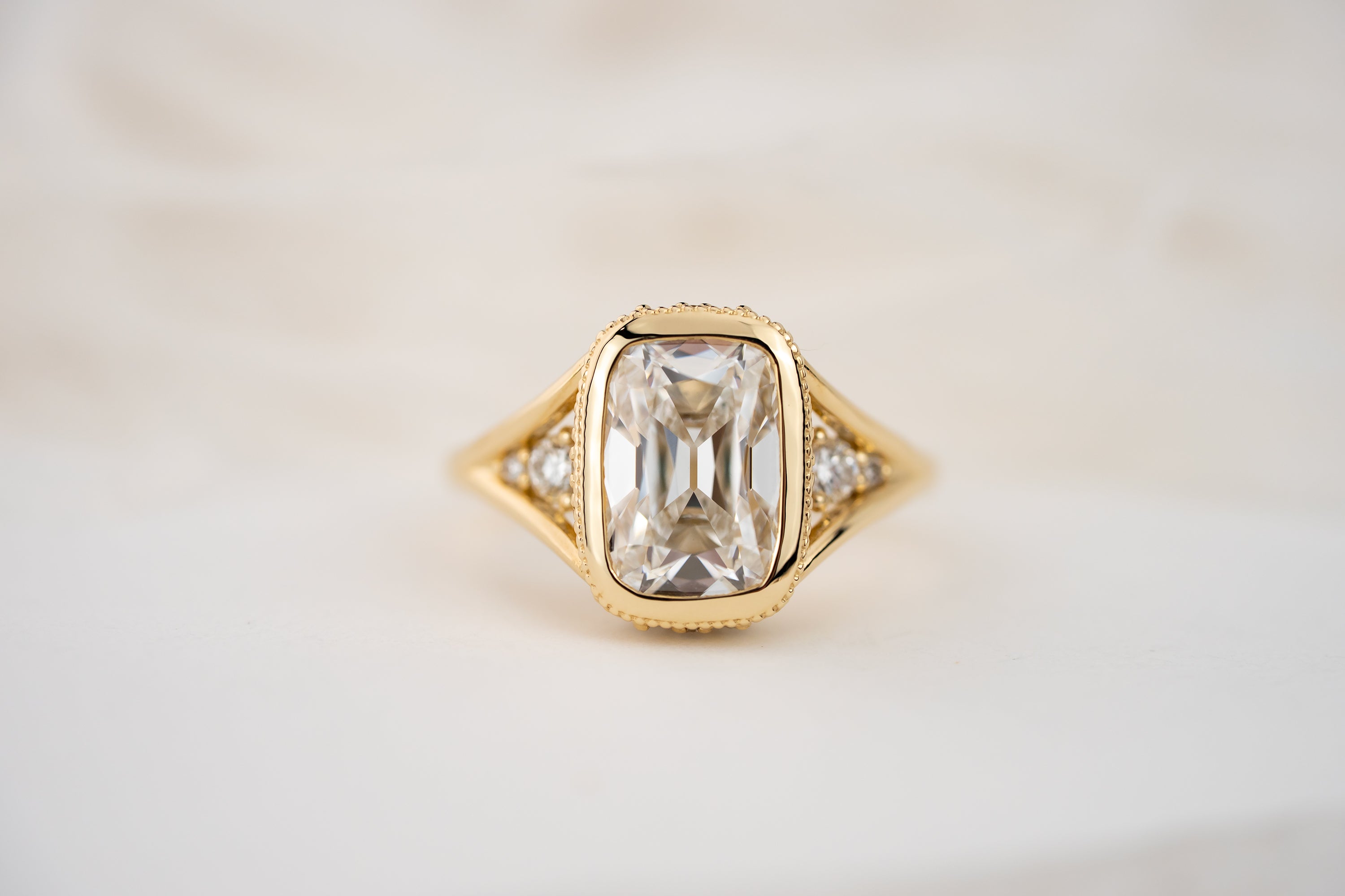 The Sitara Ring | 2.8 CT Old Mine Elongated Cushion Diamond - Lavender Creek Gems