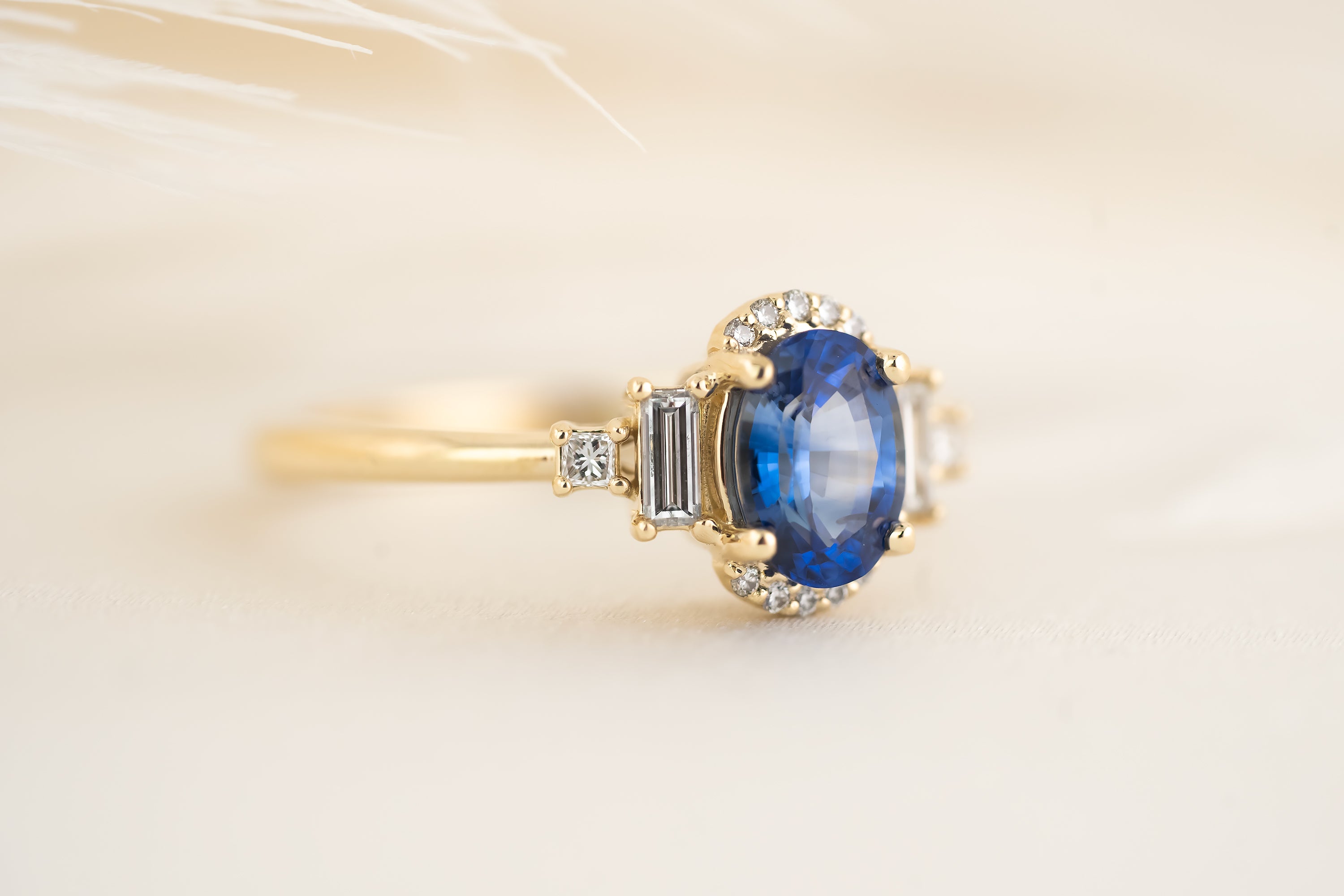 The Sura Ring - 1.05 CT Oval Royal Blue Sapphire - Lavender Creek Gems