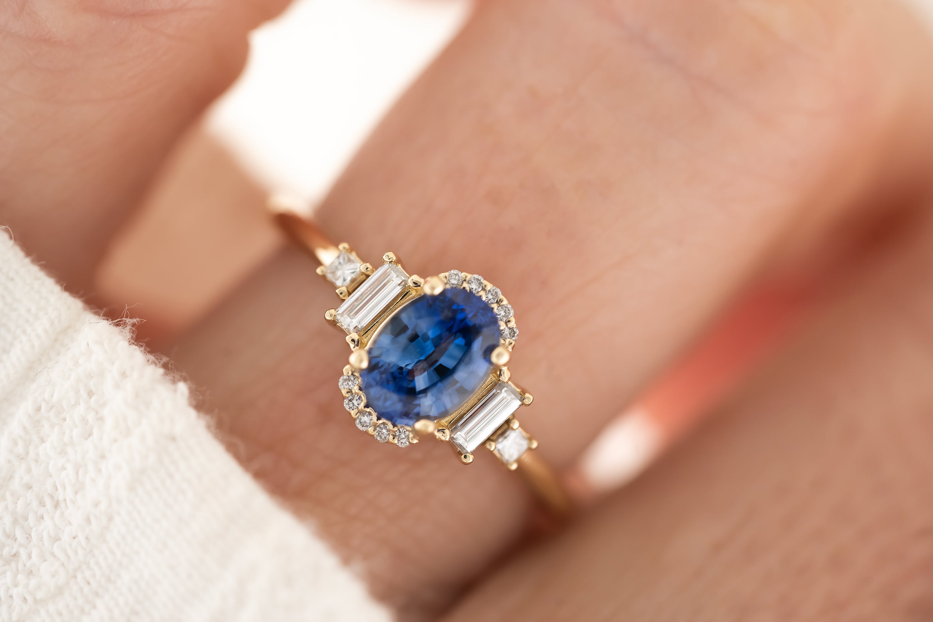 The Sura Ring - 1.05 CT Oval Royal Blue Sapphire - Lavender Creek Gems