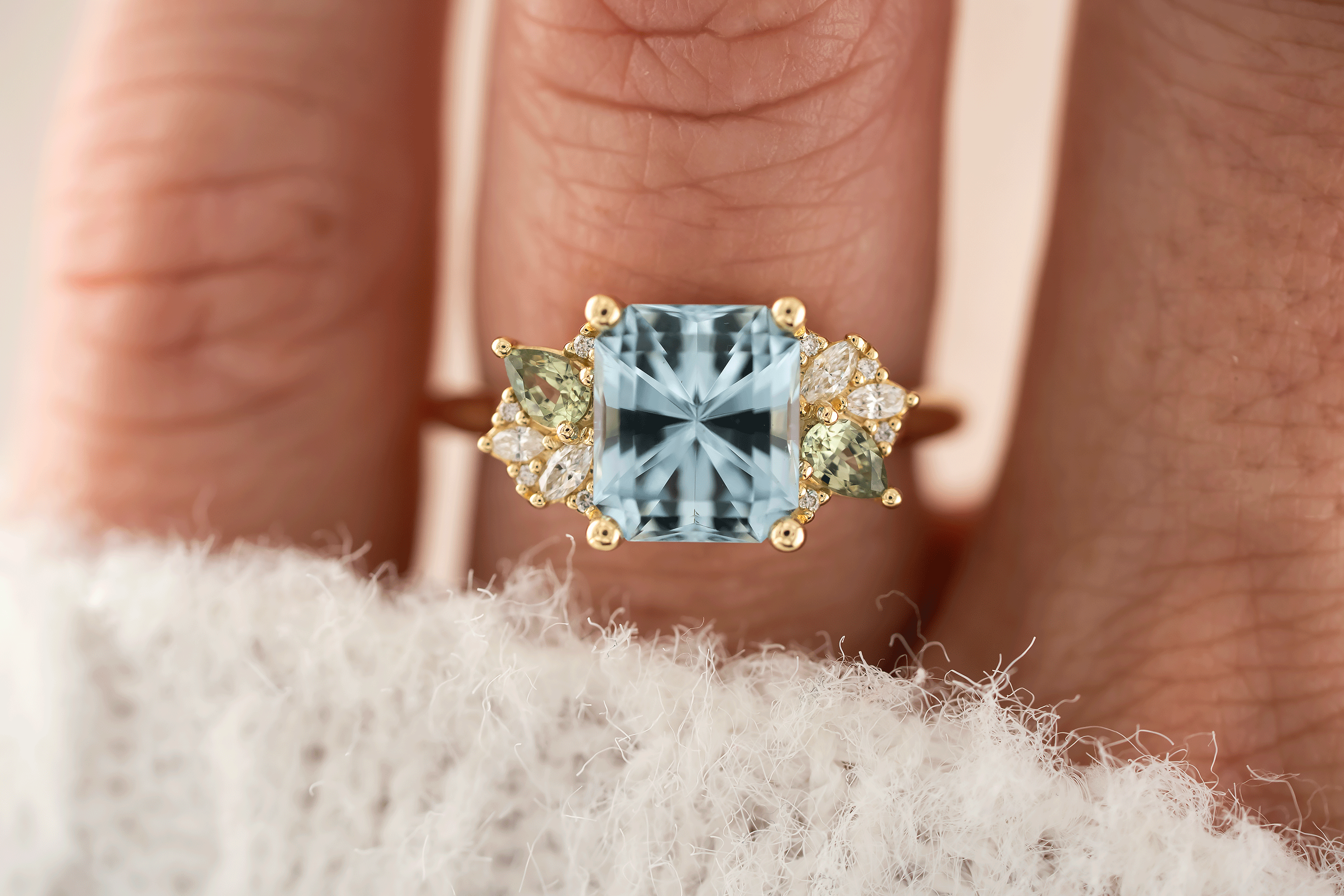 The Fleur Ring | 2.08 CT Radiant Aquamarine - Lavender Creek Gems