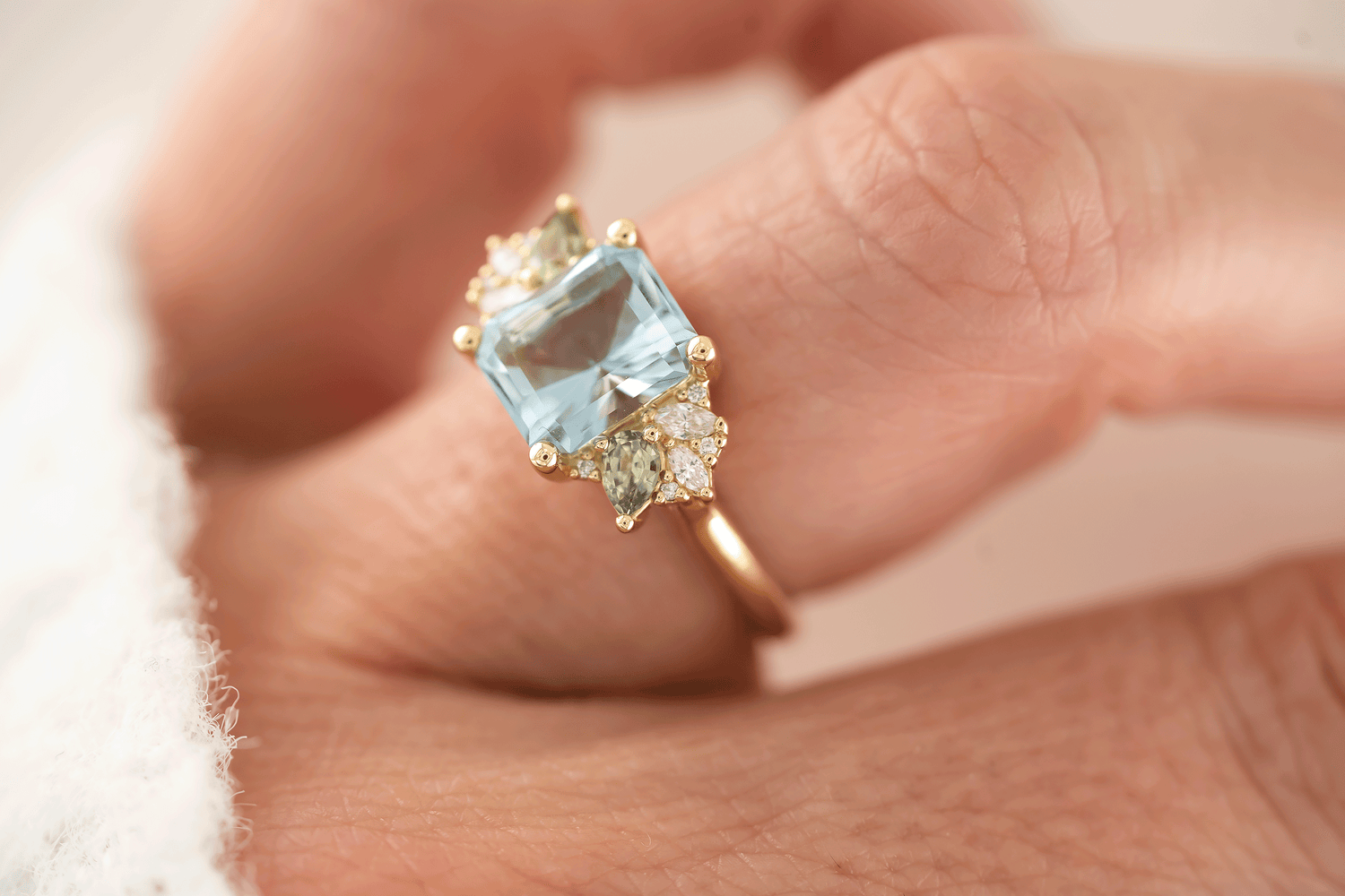 The Fleur Ring | 2.08 CT Radiant Aquamarine - Lavender Creek Gems