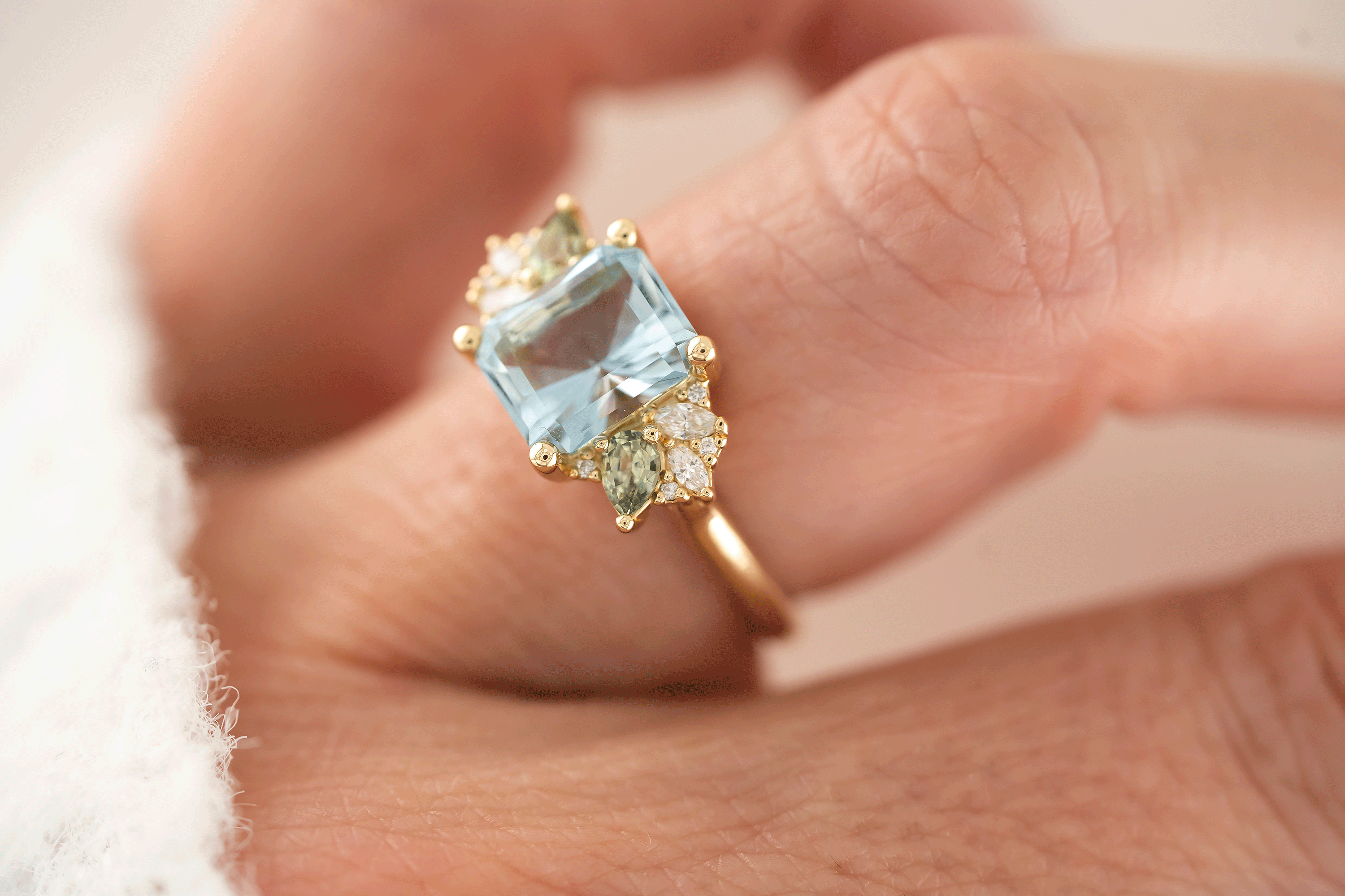 The Fleur Ring | 2.08 CT Radiant Aquamarine - Lavender Creek Gems