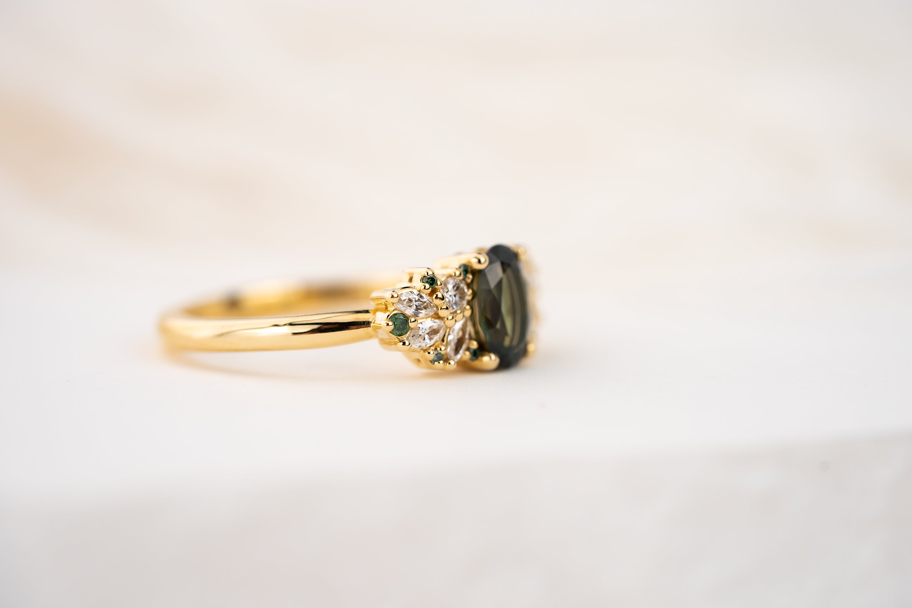 The Rosalie Ring | 0.82 CT Oval Green Sapphire - Lavender Creek Gems