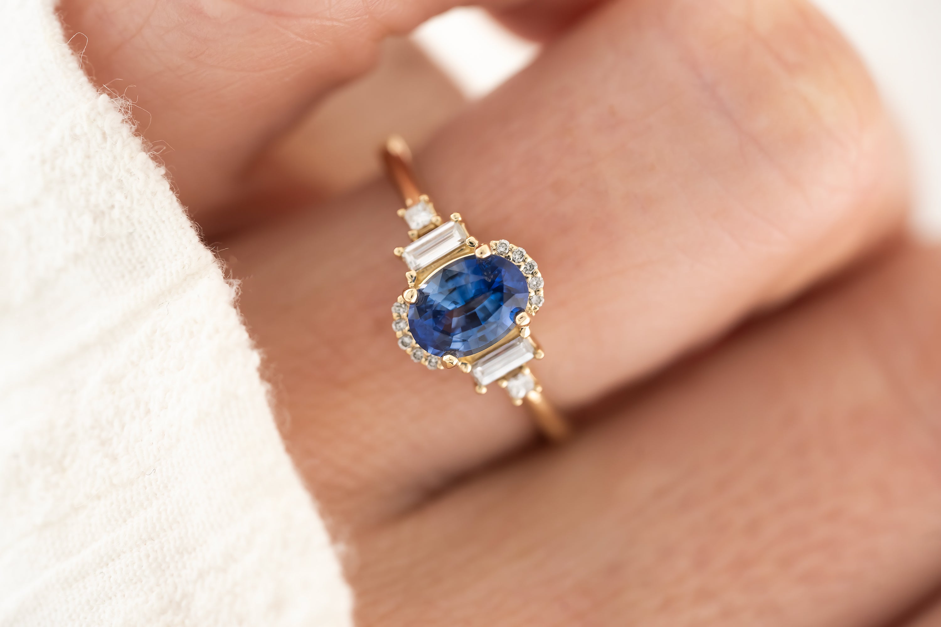 The Sura Ring - 1.05 CT Oval Royal Blue Sapphire - Lavender Creek Gems