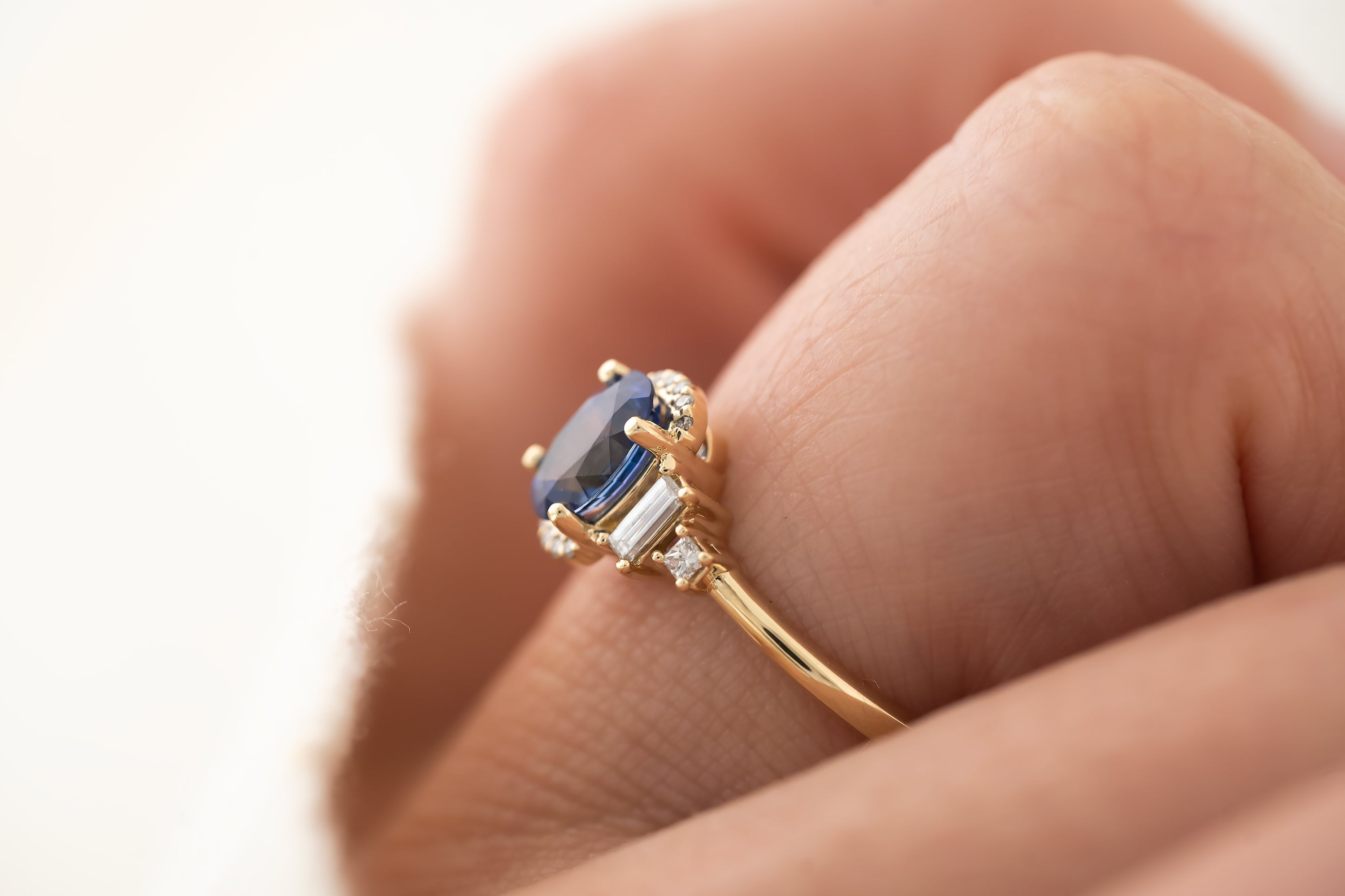 The Sura Ring - 1.05 CT Oval Royal Blue Sapphire - Lavender Creek Gems