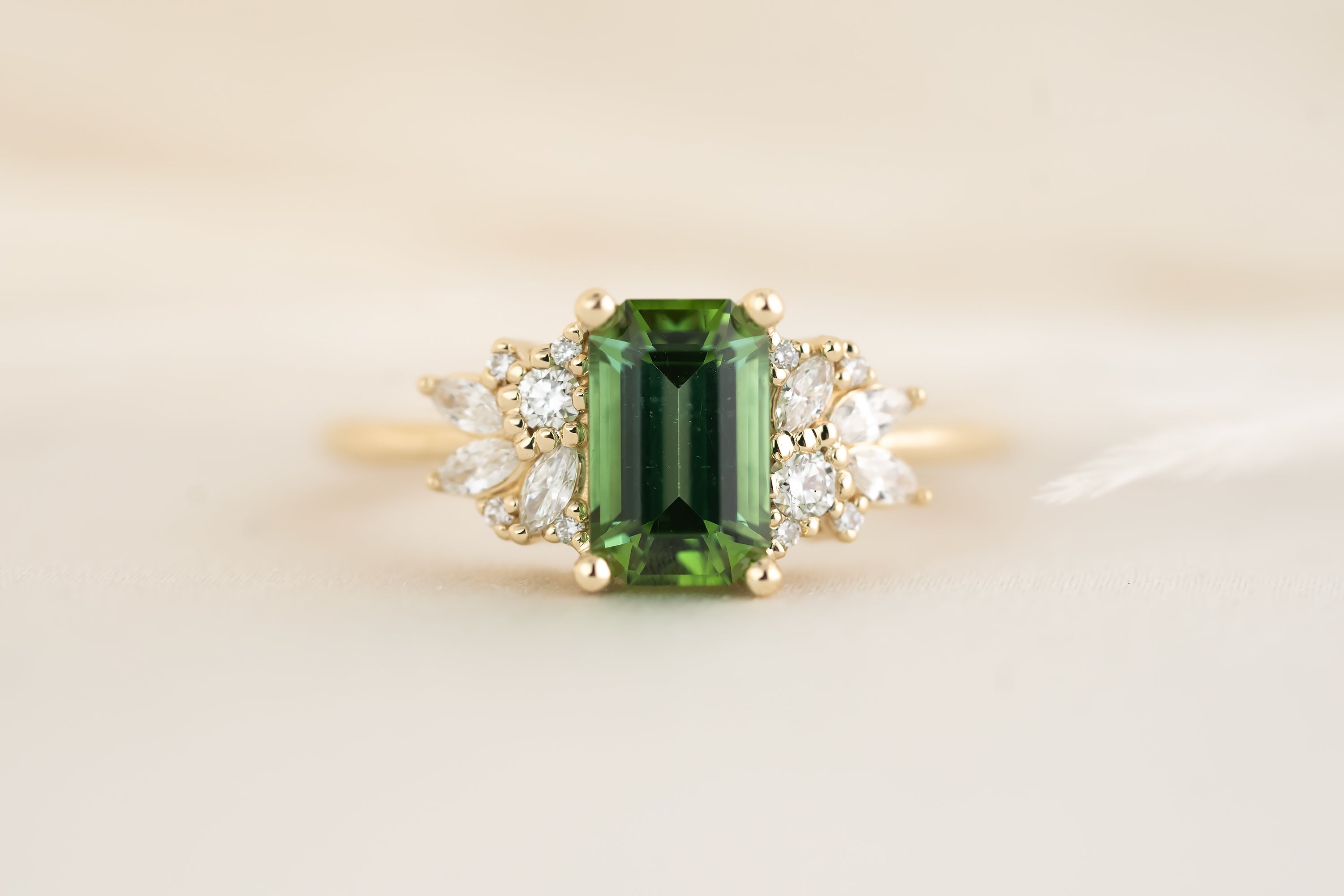The Rosalie Ring - 1.36 CT Emerald Cut Green Tourmaline - Lavender Creek Gems