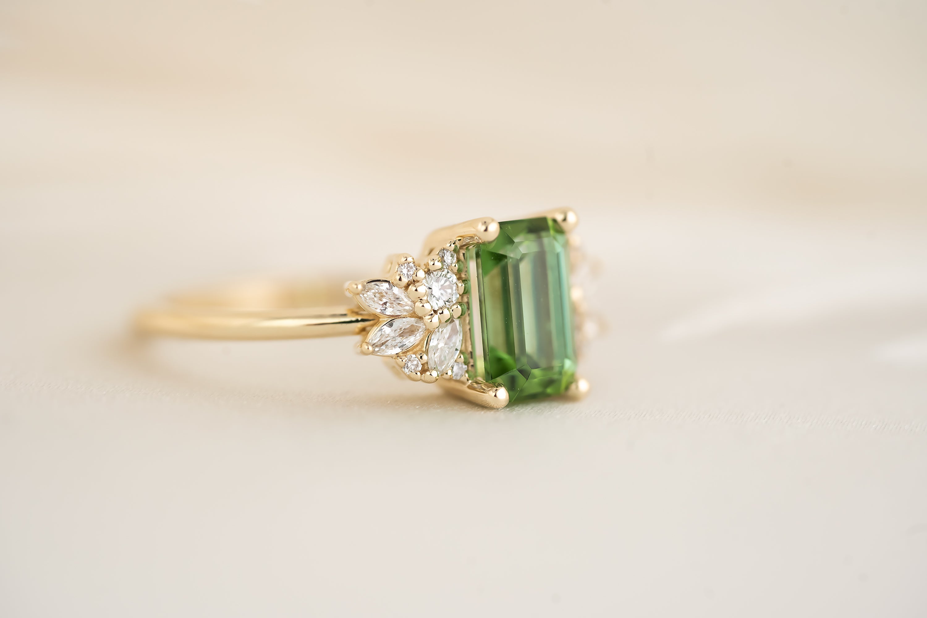The Rosalie Ring - 1.36 CT Emerald Cut Green Tourmaline - Lavender Creek Gems