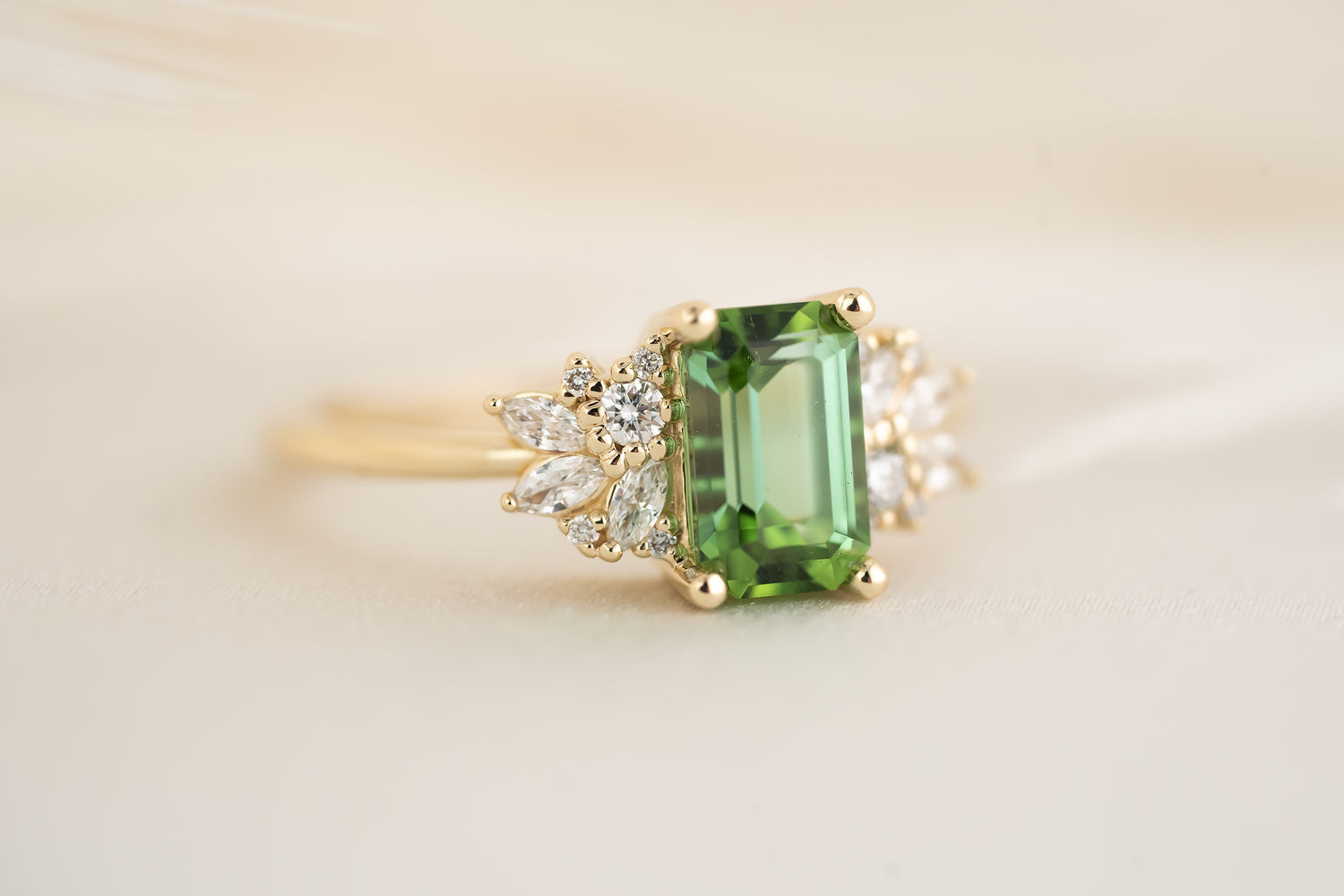 The Rosalie Ring - 1.36 CT Emerald Cut Green Tourmaline - Lavender Creek Gems