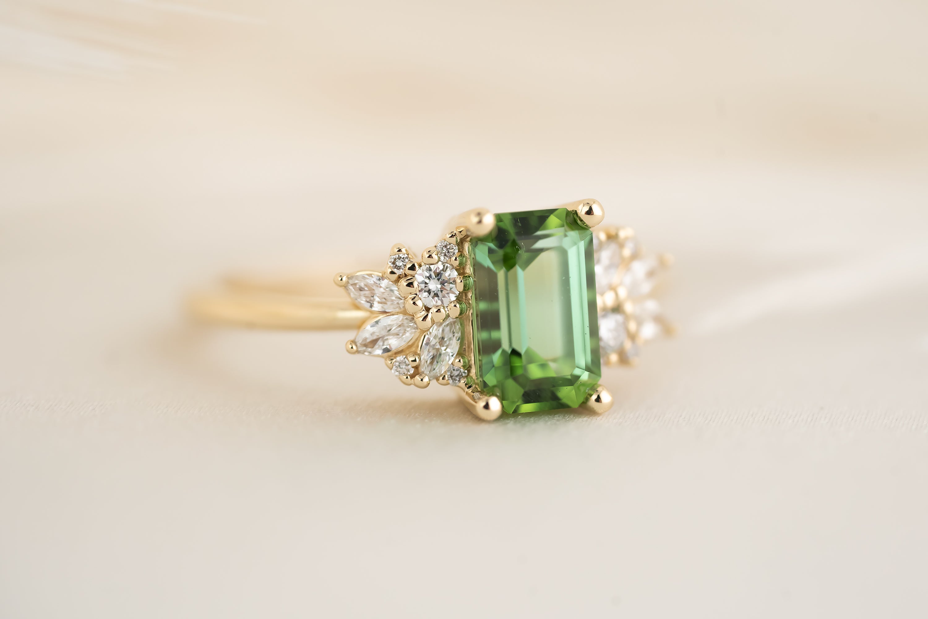 The Rosalie Ring - 1.36 CT Emerald Cut Green Tourmaline - Lavender Creek Gems