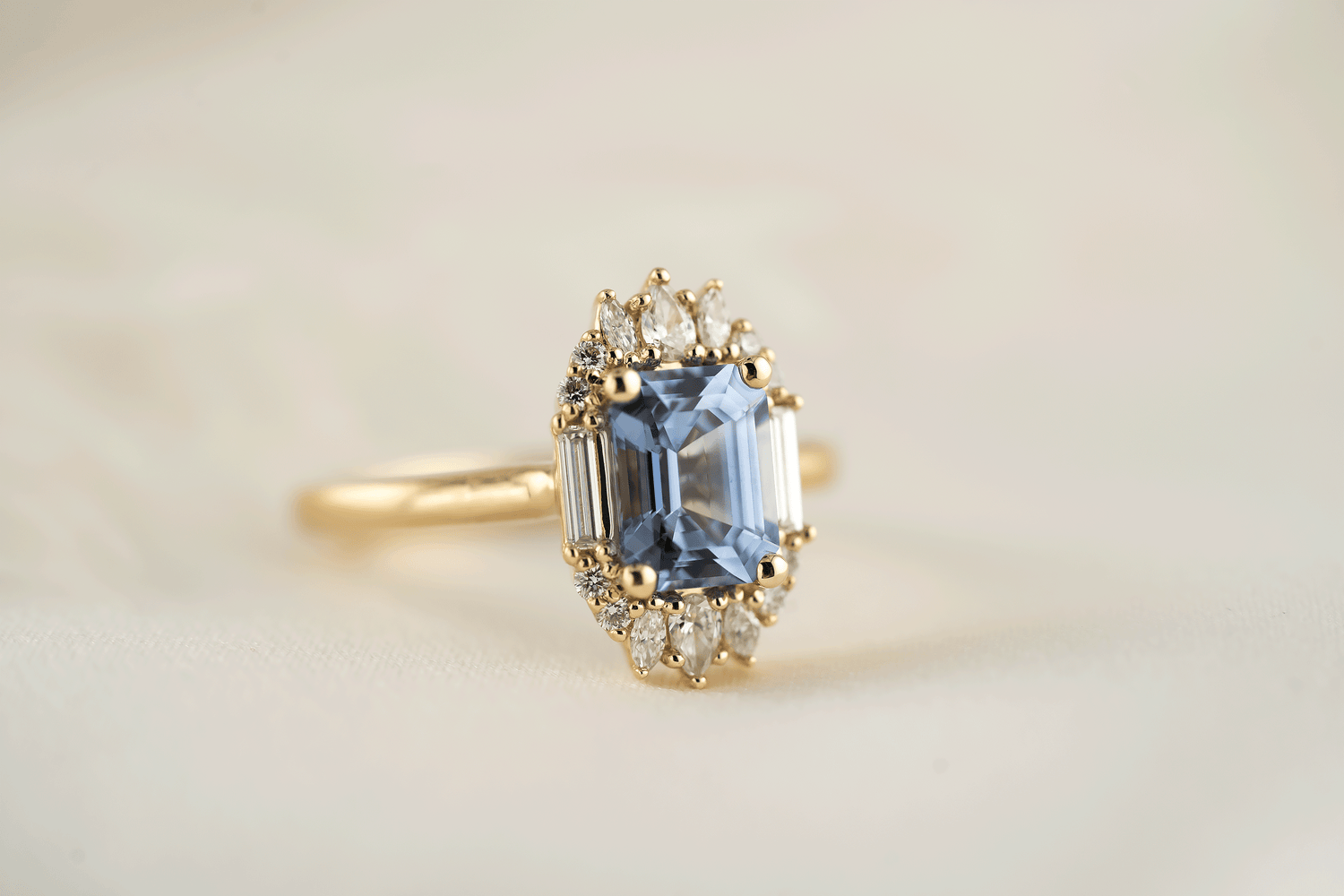 The Georgia Ring | 1.89 CT Emerald Cut Blue Sapphire - Lavender Creek Gems