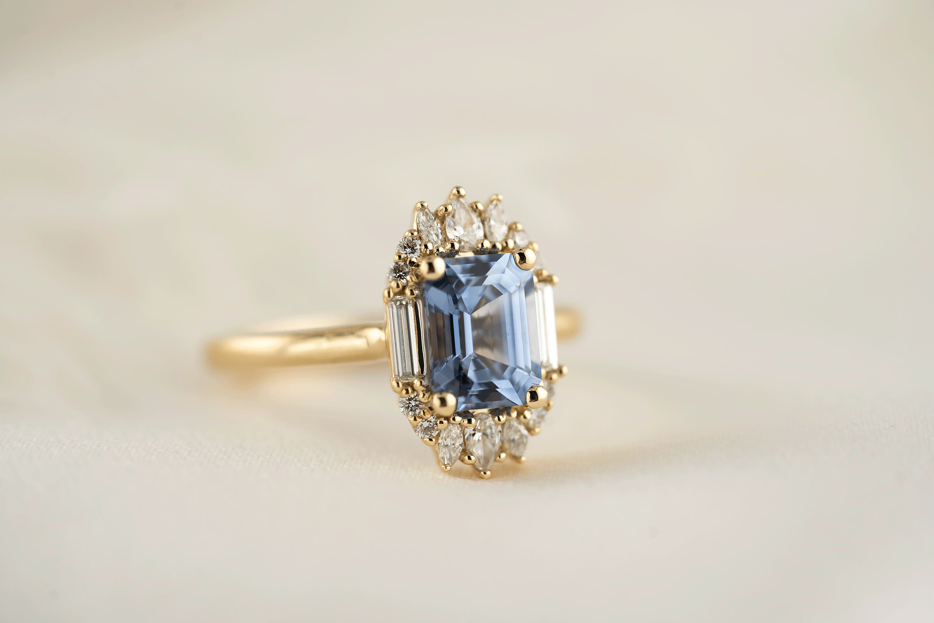 The Georgia Ring | 1.89 CT Emerald Cut Blue Sapphire - Lavender Creek Gems