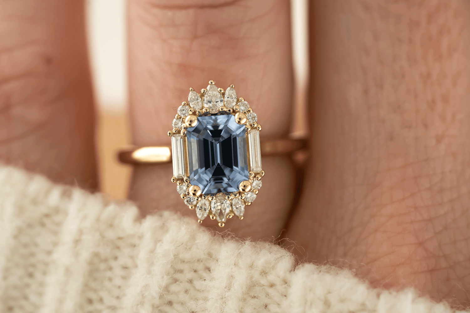 The Georgia Ring | 1.89 CT Emerald Cut Blue Sapphire - Lavender Creek Gems