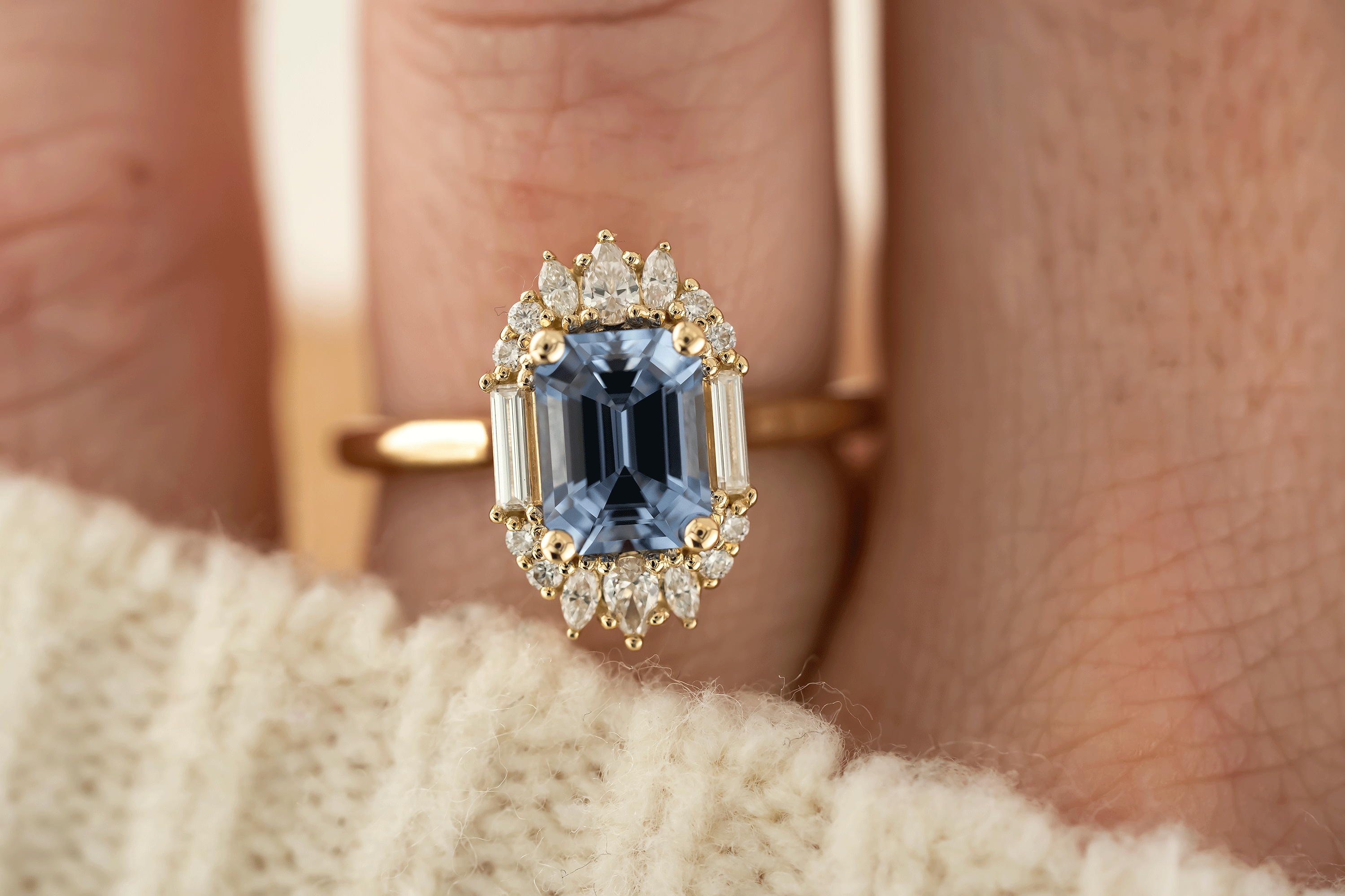 The Georgia Ring | 1.89 CT Emerald Cut Blue Sapphire - Lavender Creek Gems