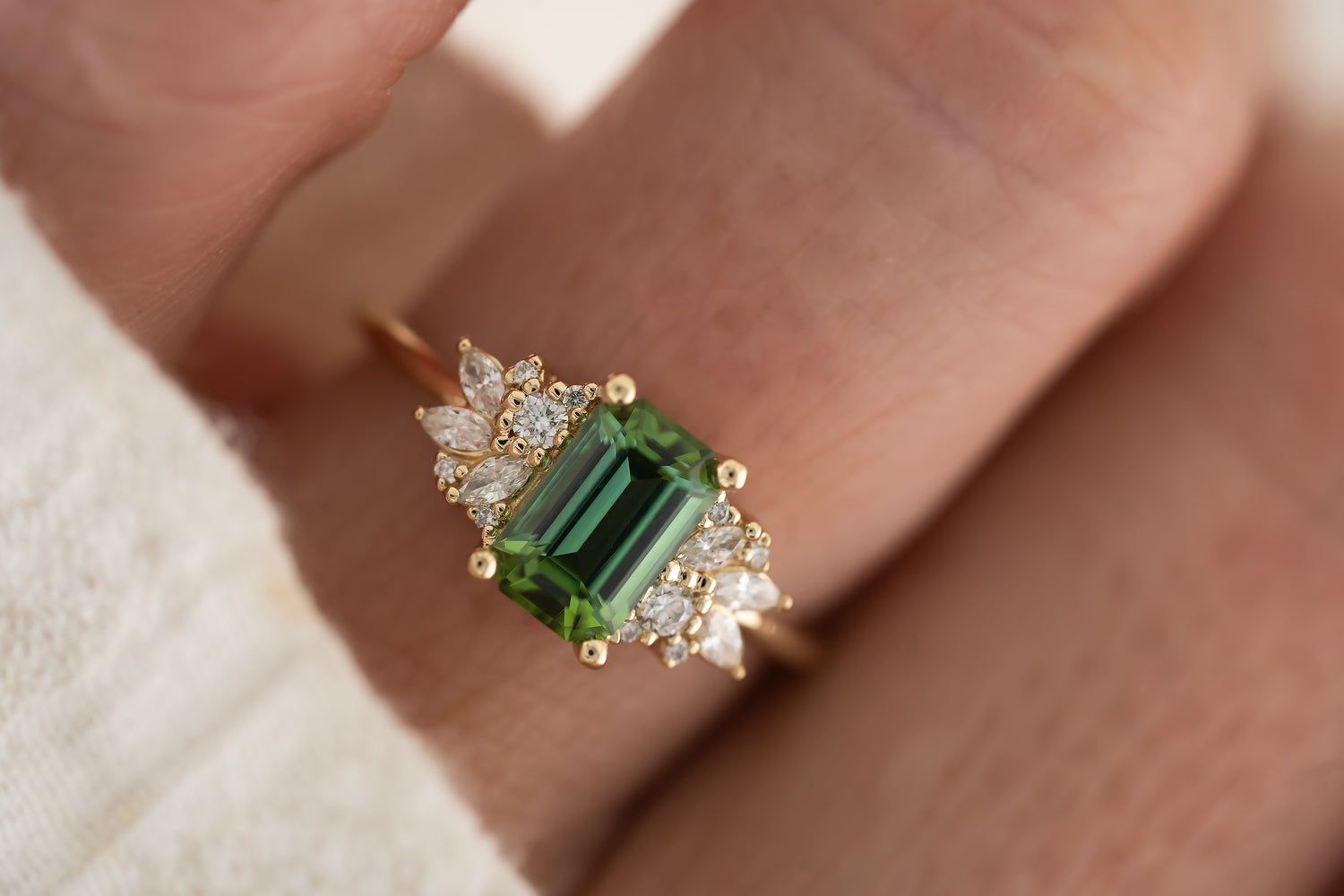 The Rosalie Ring - 1.36 CT Emerald Cut Green Tourmaline - Lavender Creek Gems
