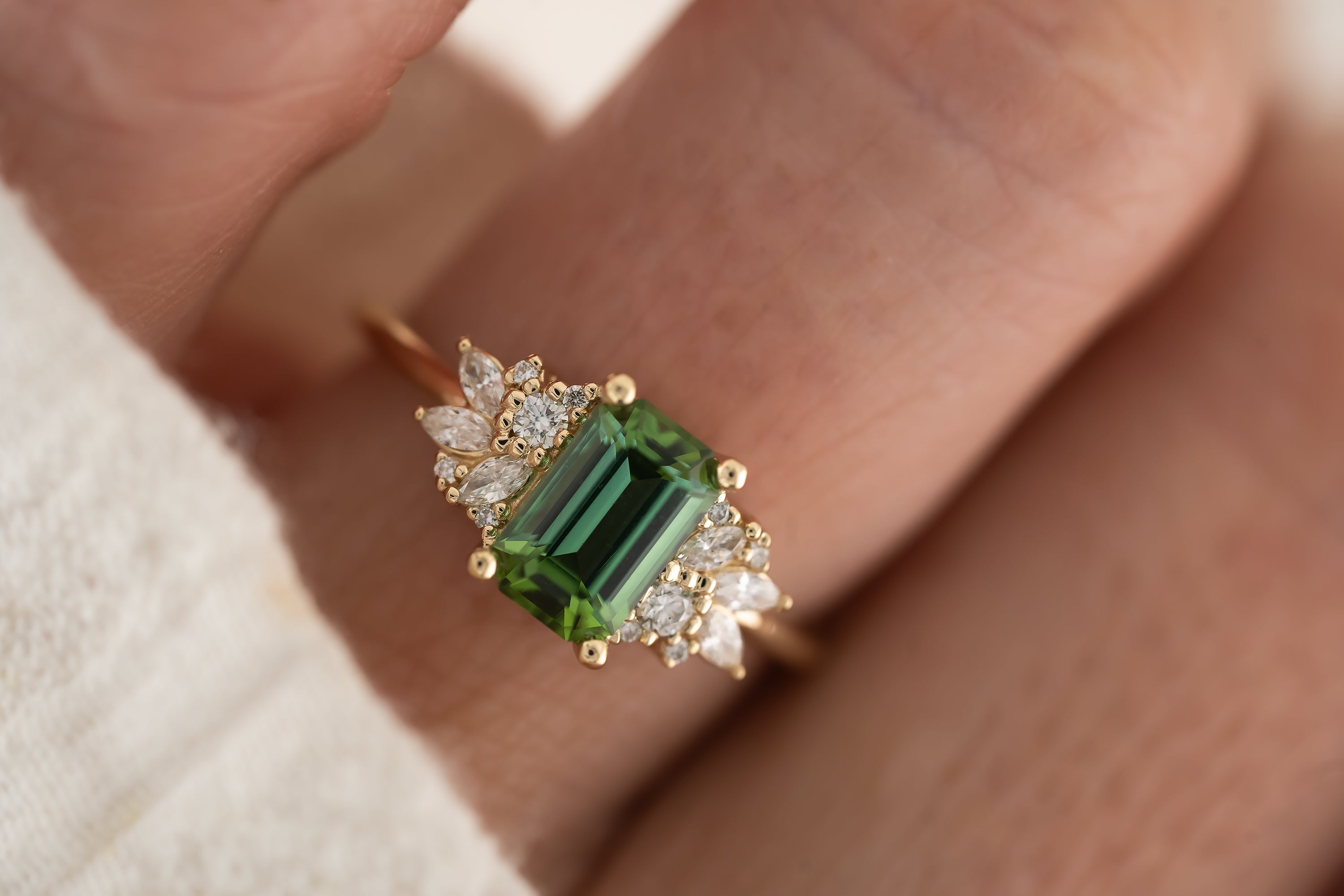 The Rosalie Ring - 1.36 CT Emerald Cut Green Tourmaline - Lavender Creek Gems