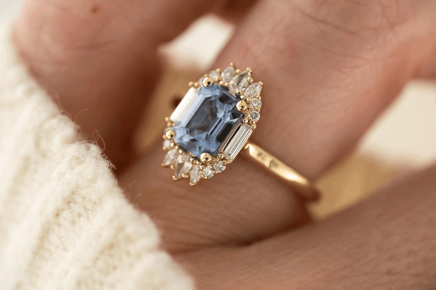 The Georgia Ring | 1.89 CT Emerald Cut Blue Sapphire - Lavender Creek Gems