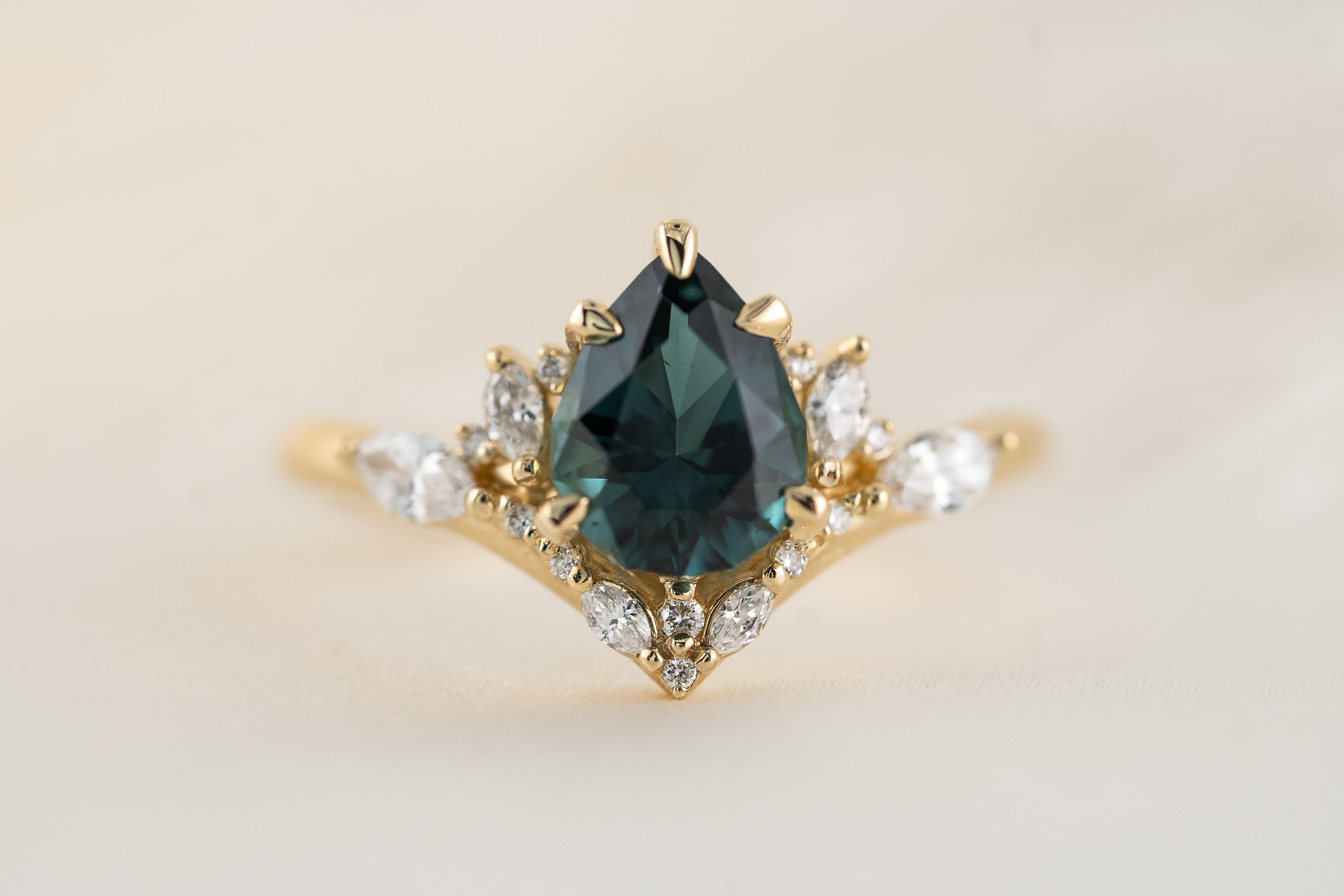 The Aurora Ring | 1.31 CT Pear Cut Indicolite Tourmaline - Lavender Creek Gems