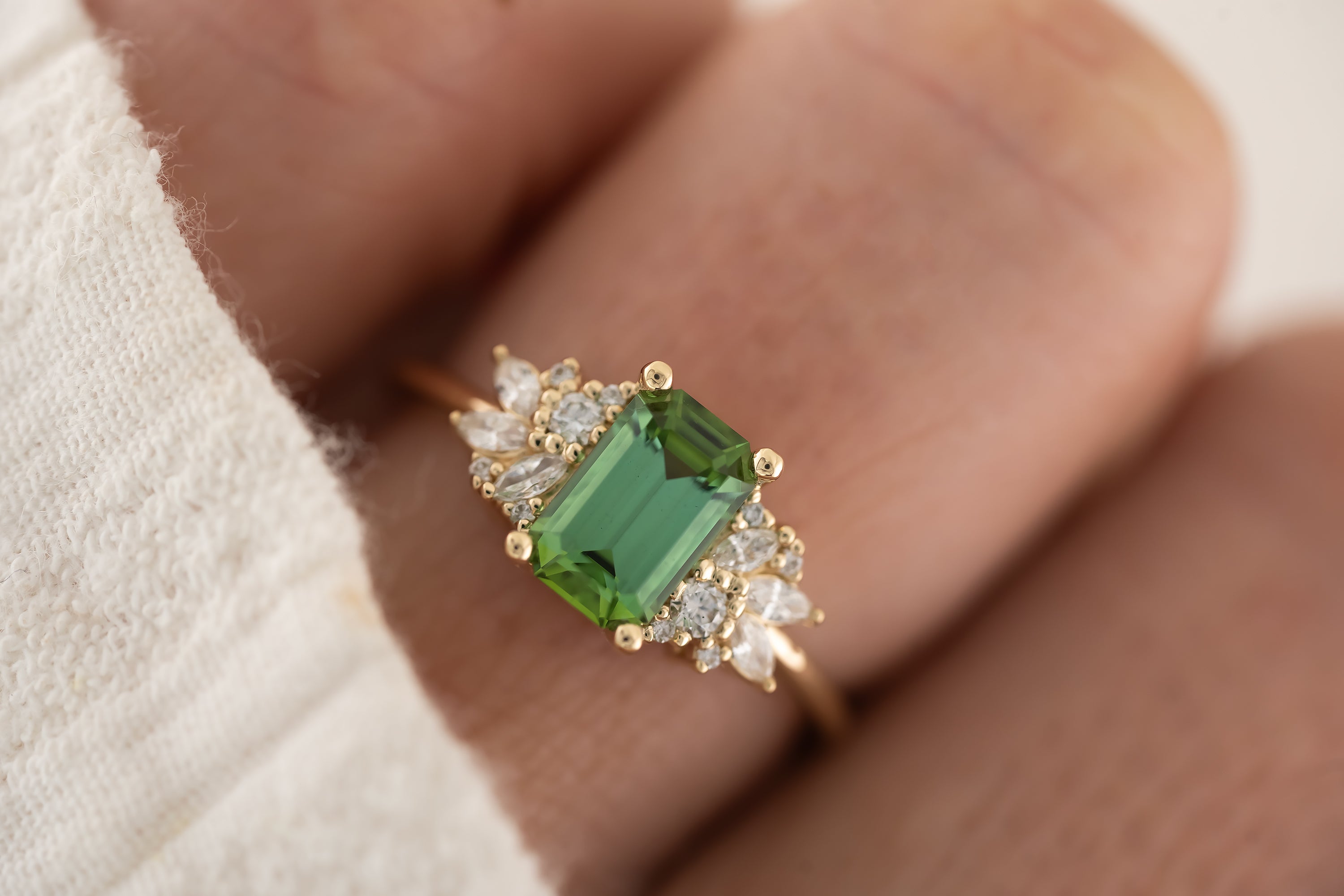 The Rosalie Ring - 1.36 CT Emerald Cut Green Tourmaline - Lavender Creek Gems
