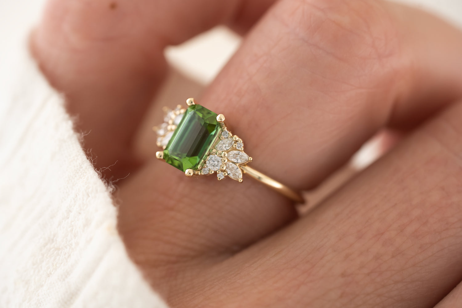 The Rosalie Ring - 1.36 CT Emerald Cut Green Tourmaline - Lavender Creek Gems