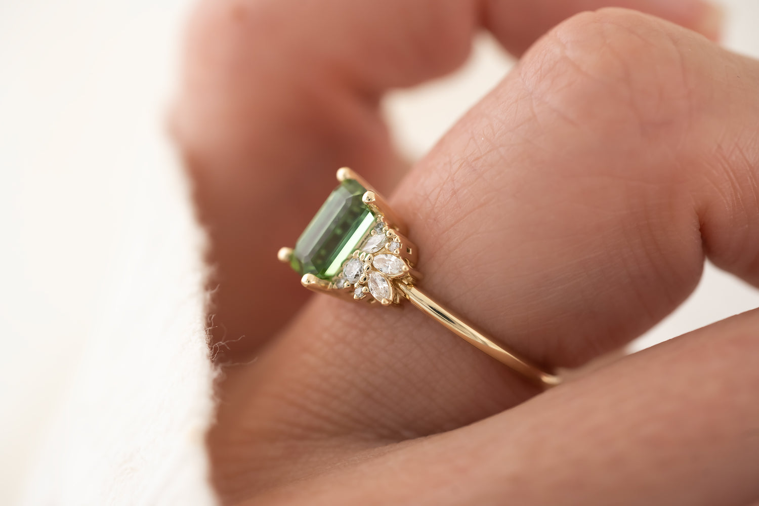 The Rosalie Ring - 1.36 CT Emerald Cut Green Tourmaline - Lavender Creek Gems