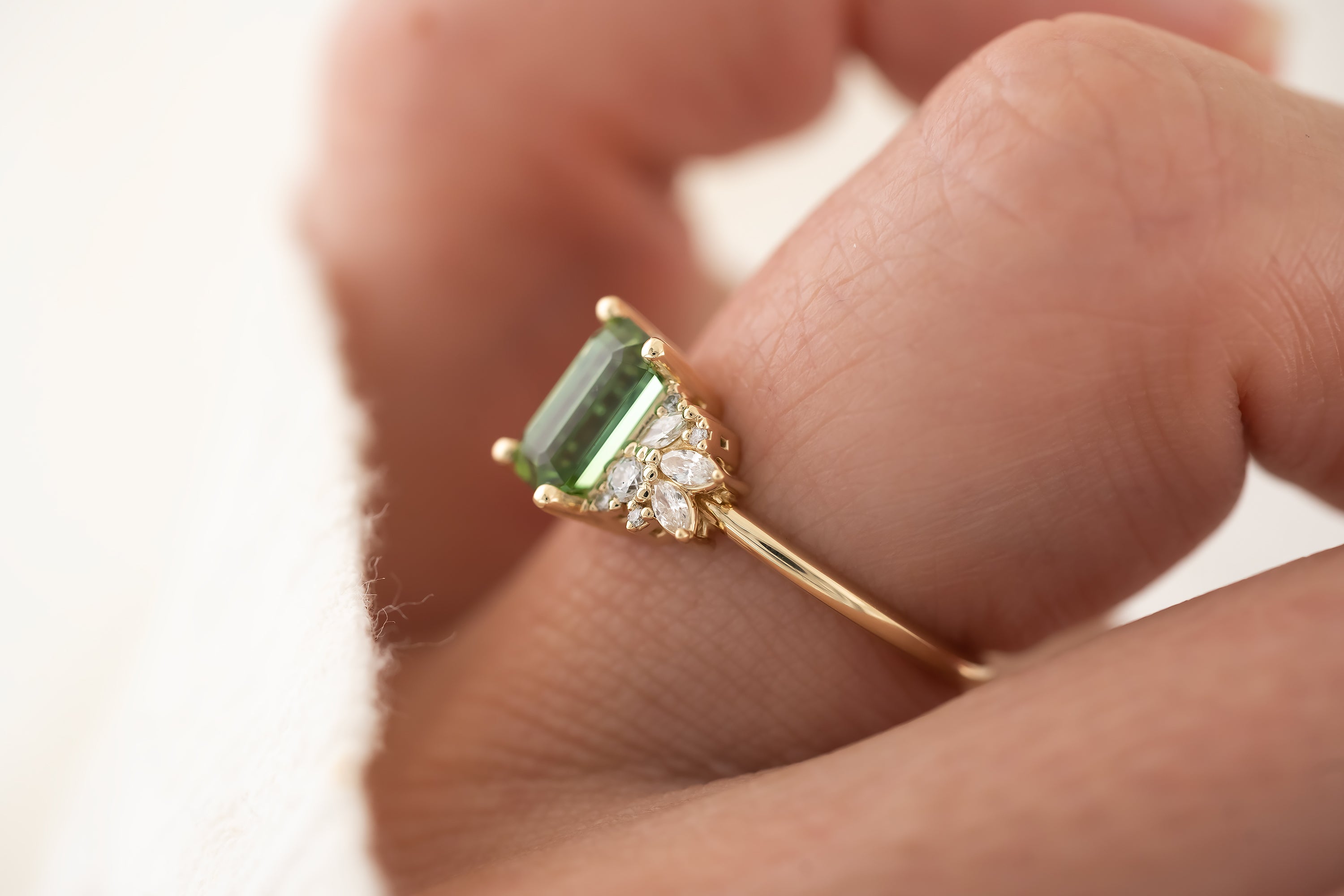 The Rosalie Ring - 1.36 CT Emerald Cut Green Tourmaline - Lavender Creek Gems