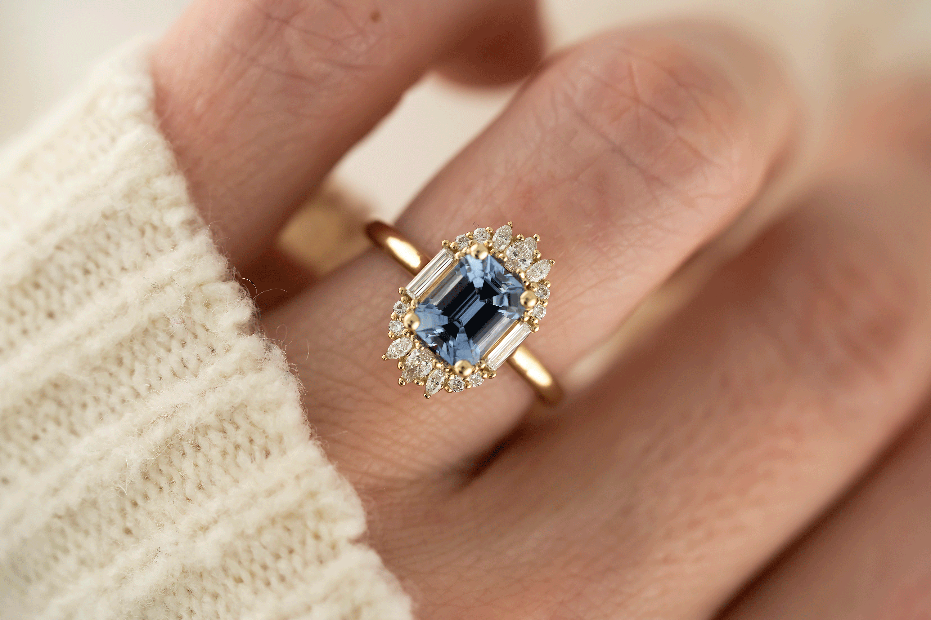 The Georgia Ring | 1.89 CT Emerald Cut Blue Sapphire - Lavender Creek Gems