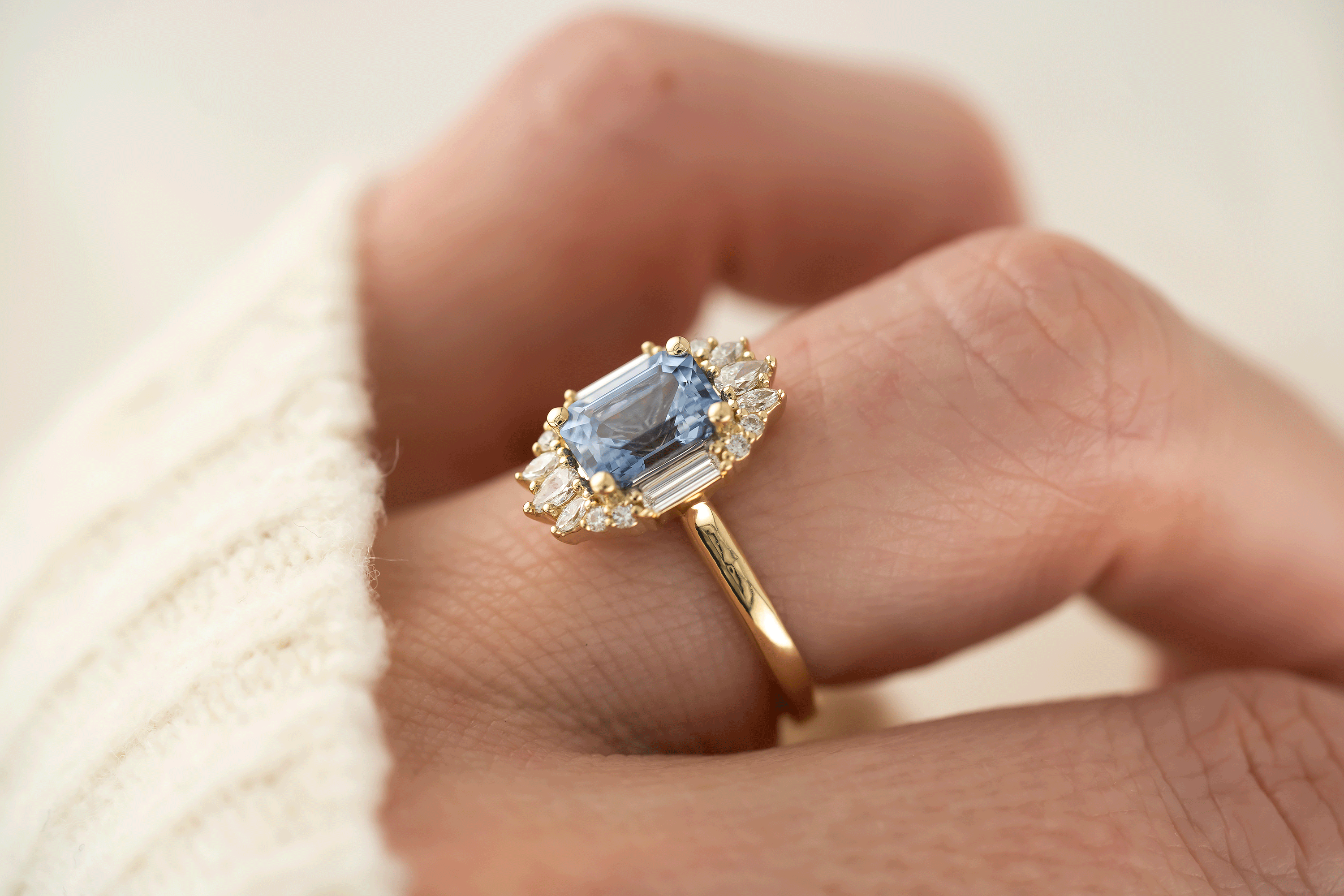 The Georgia Ring | 1.89 CT Emerald Cut Blue Sapphire - Lavender Creek Gems
